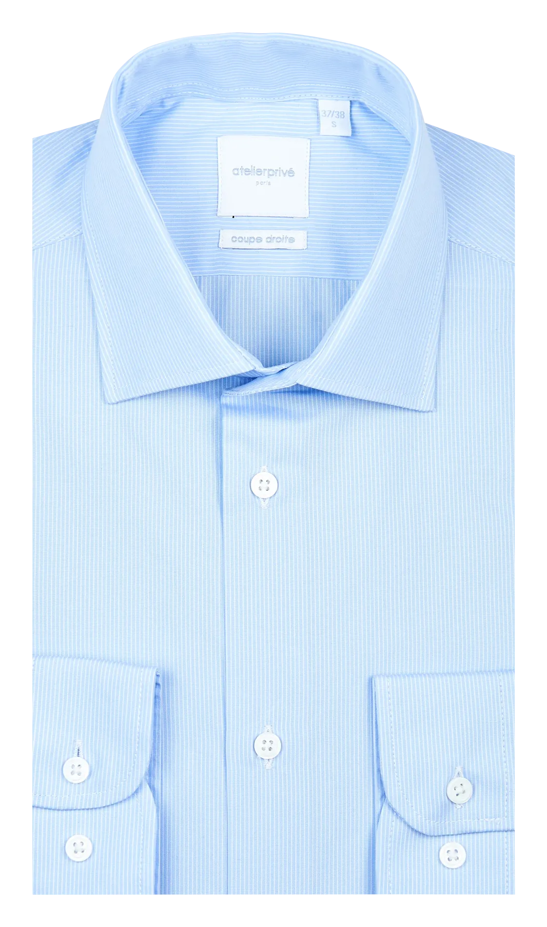 Chemise droite rayée en popeline de coton Bleu