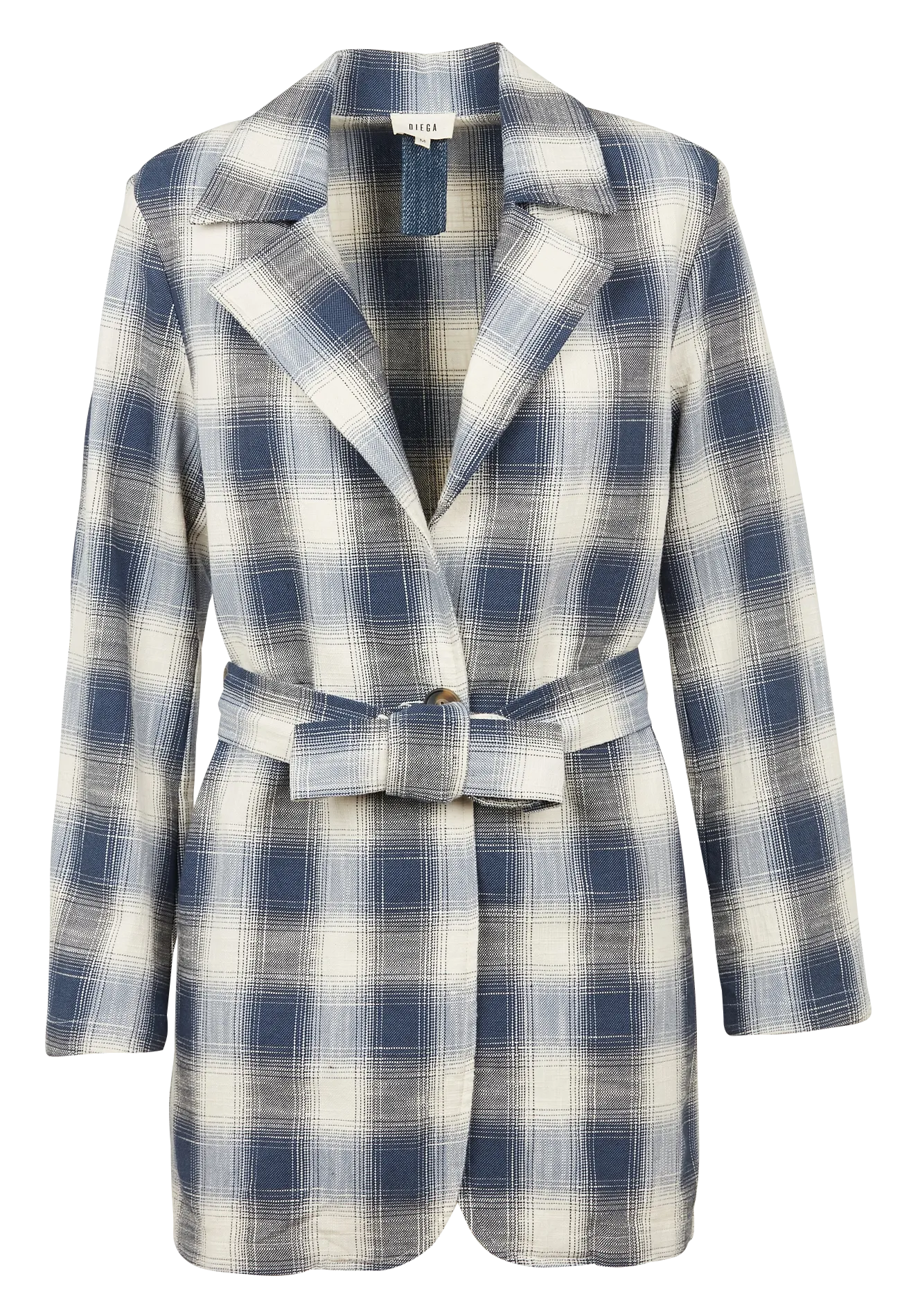 Veste tailleur longue à carreaux en coton mélangé Bleu VINICIO