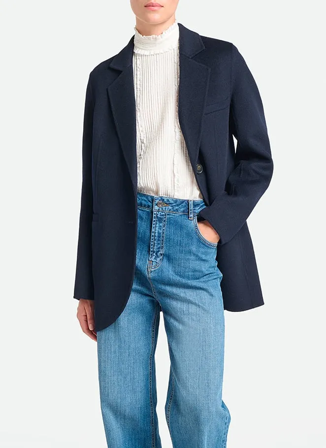 Veste col tailleur en laine mélangée Bleu MARC