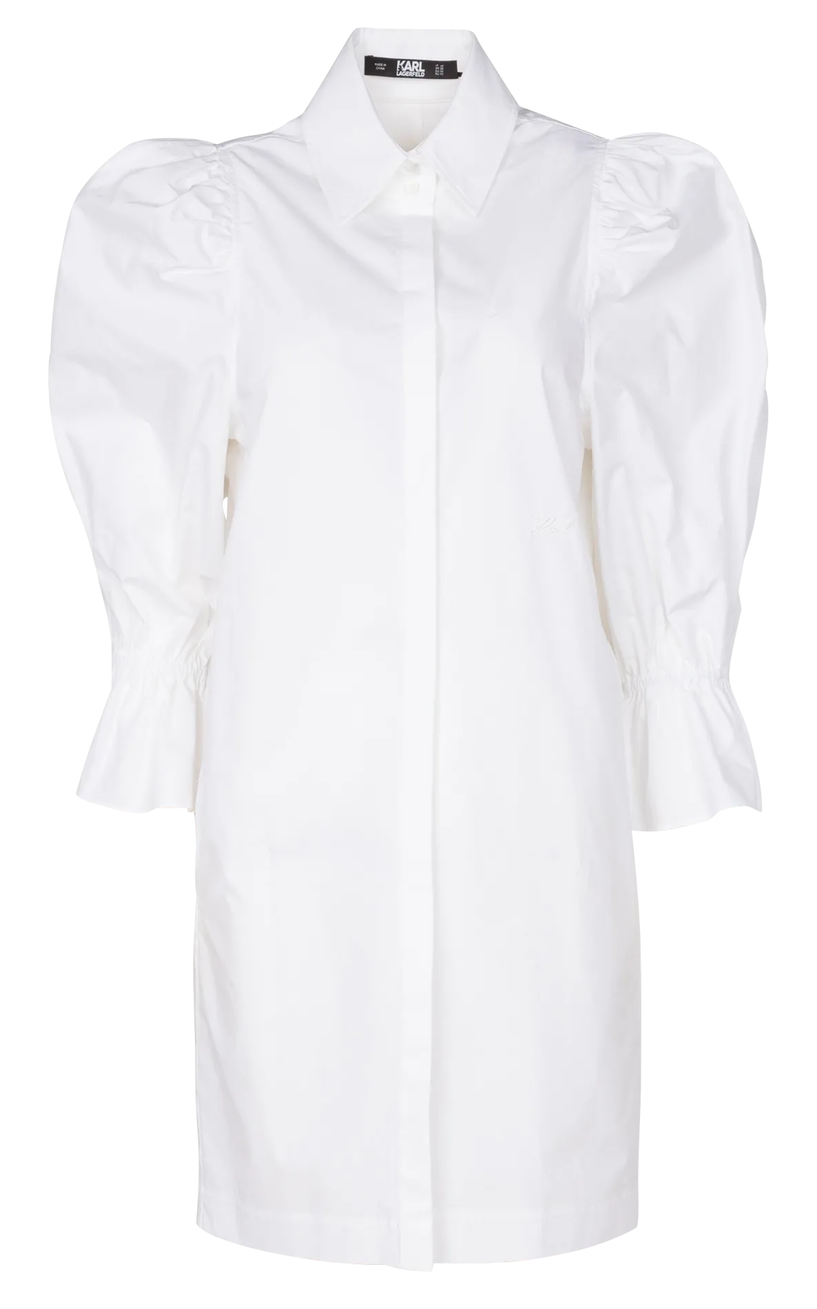 Robe midi à col classique Blanc