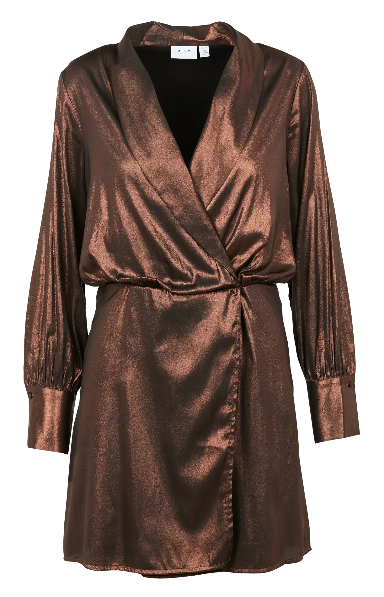Robe midi effet brillant Marron