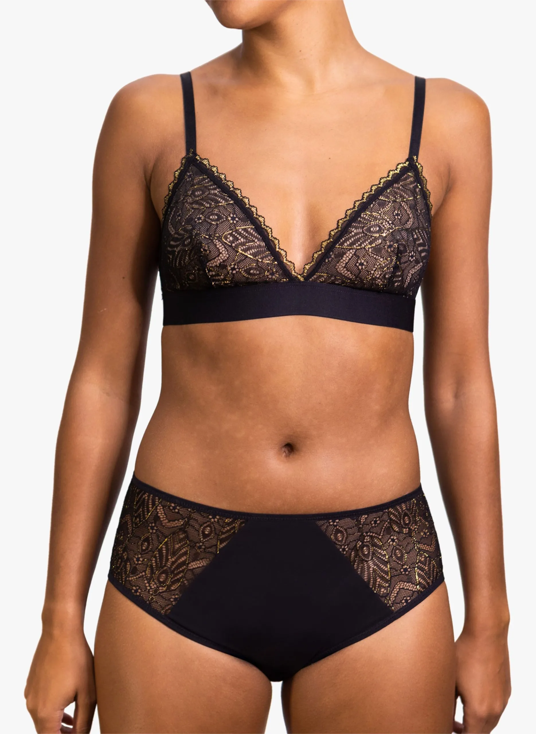 Culotte menstruelle flux abondant en dentelles Doré RHEA