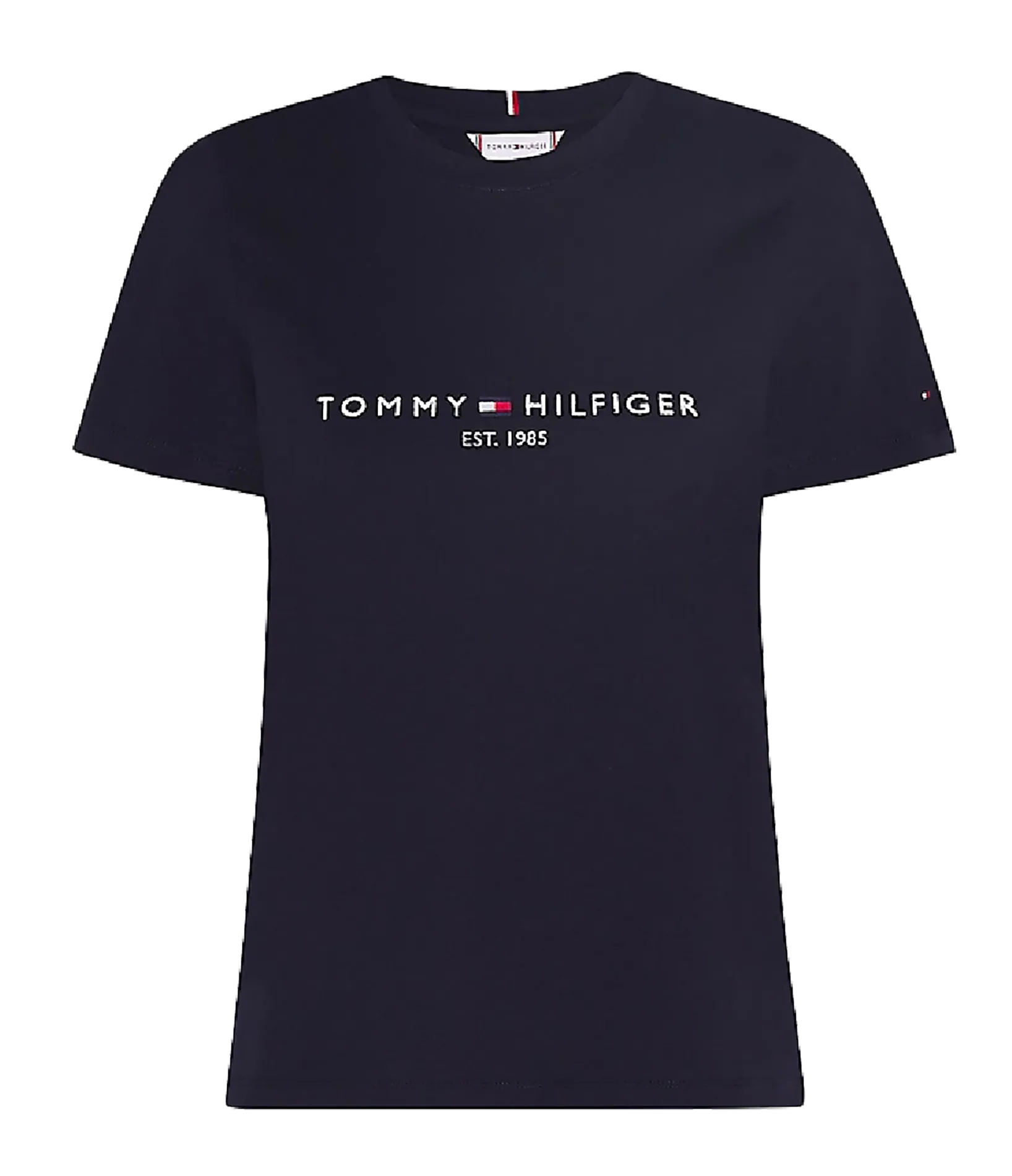 Tee-shirt col rond brodé en coton bio Bleu