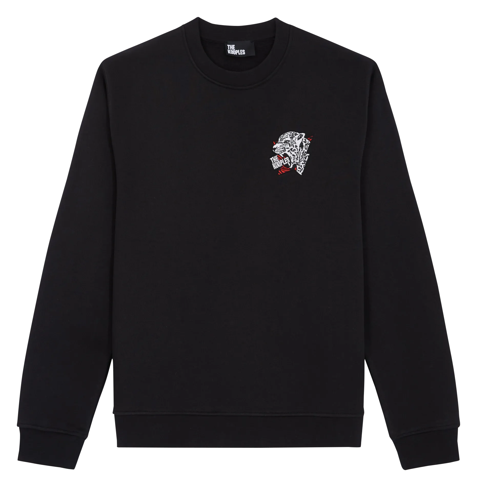 Sweat col rond en coton brodé Noir
