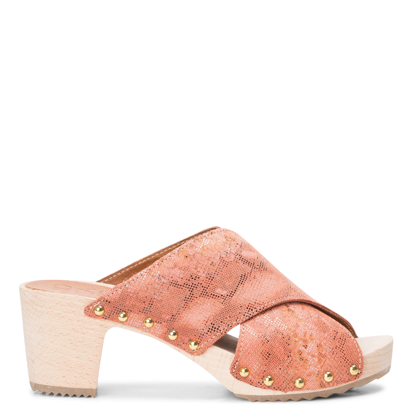 Mules hautes embossée crocodile en cuir  Orange CHIARA