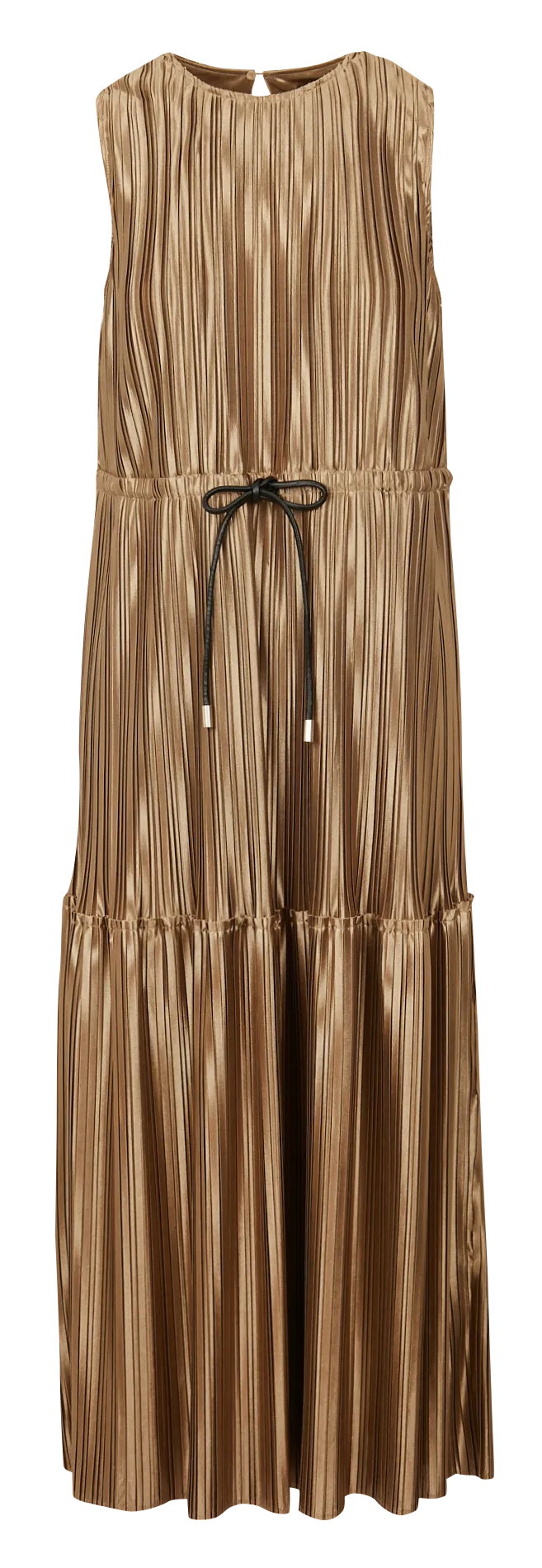 Robe longue en tissus plissé et lamé Doré