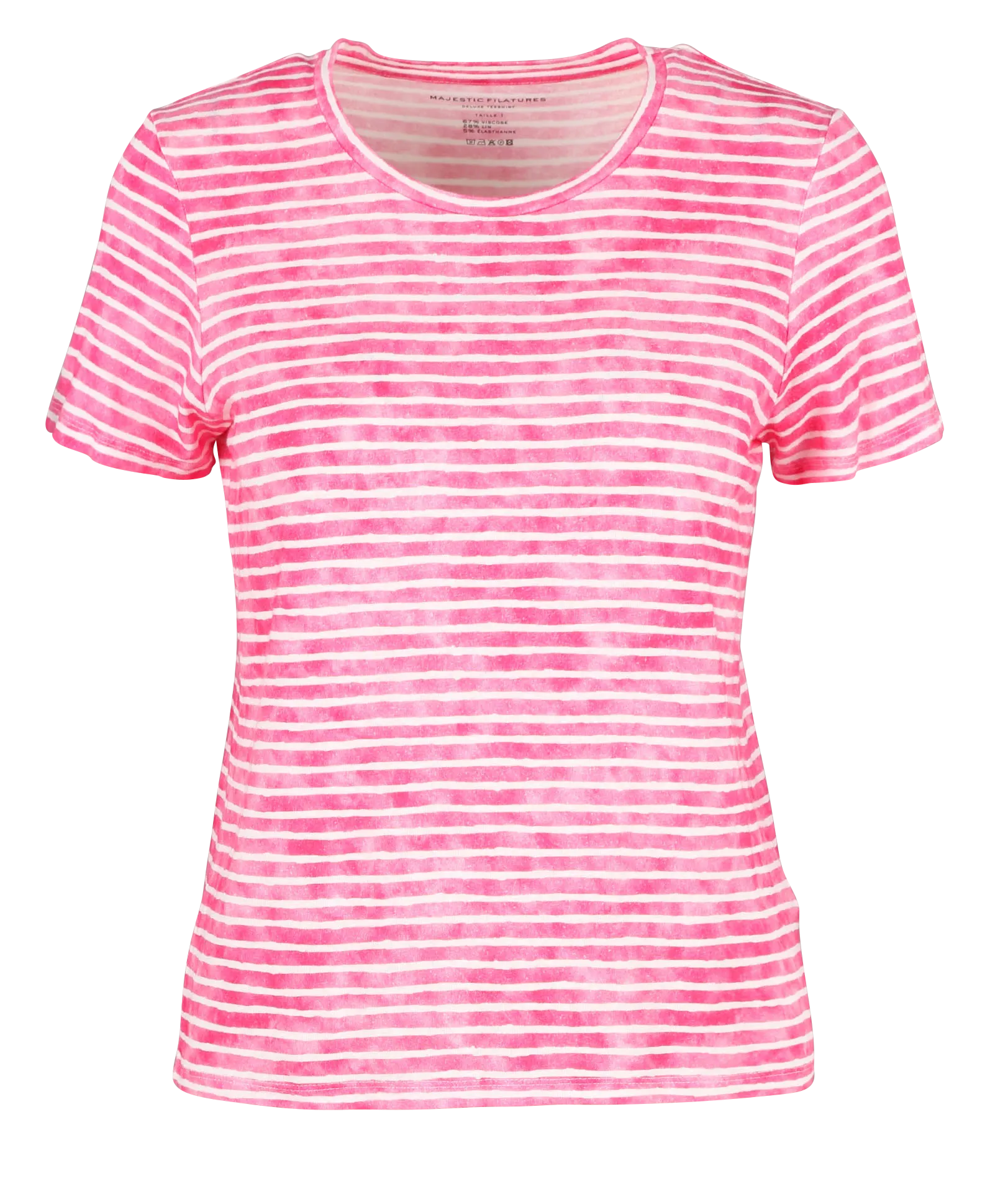 Tee-shirt col rond marinière Rose