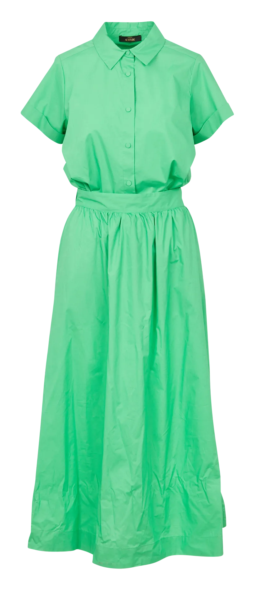 Robe longue à col classique en coton Vert