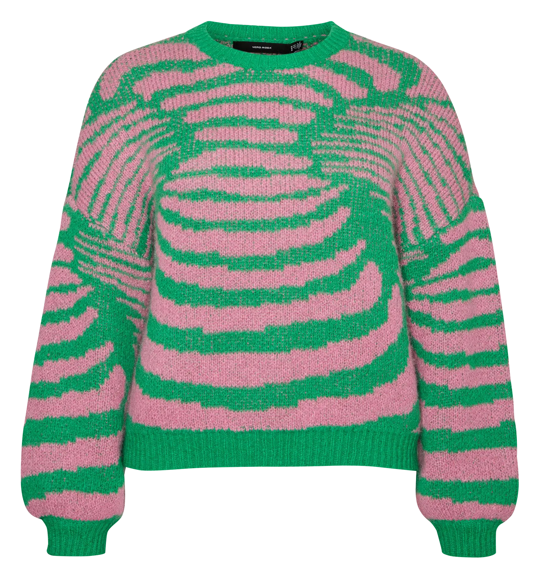 Pull bicolore à col rond  Vert