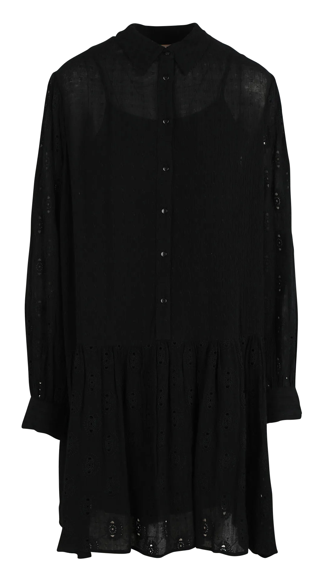 Robe courte à empiècements ajourés Noir