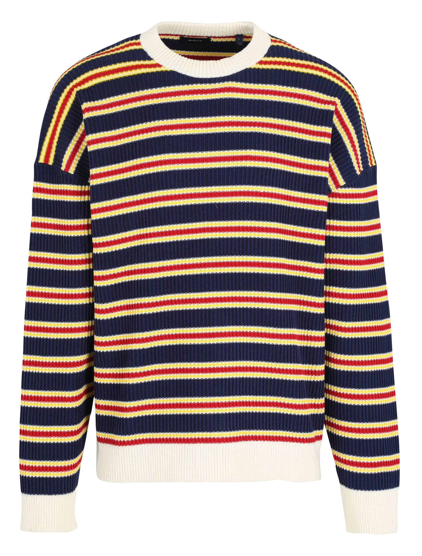 Pull col rond regular-fit rayé en coton Multicolore