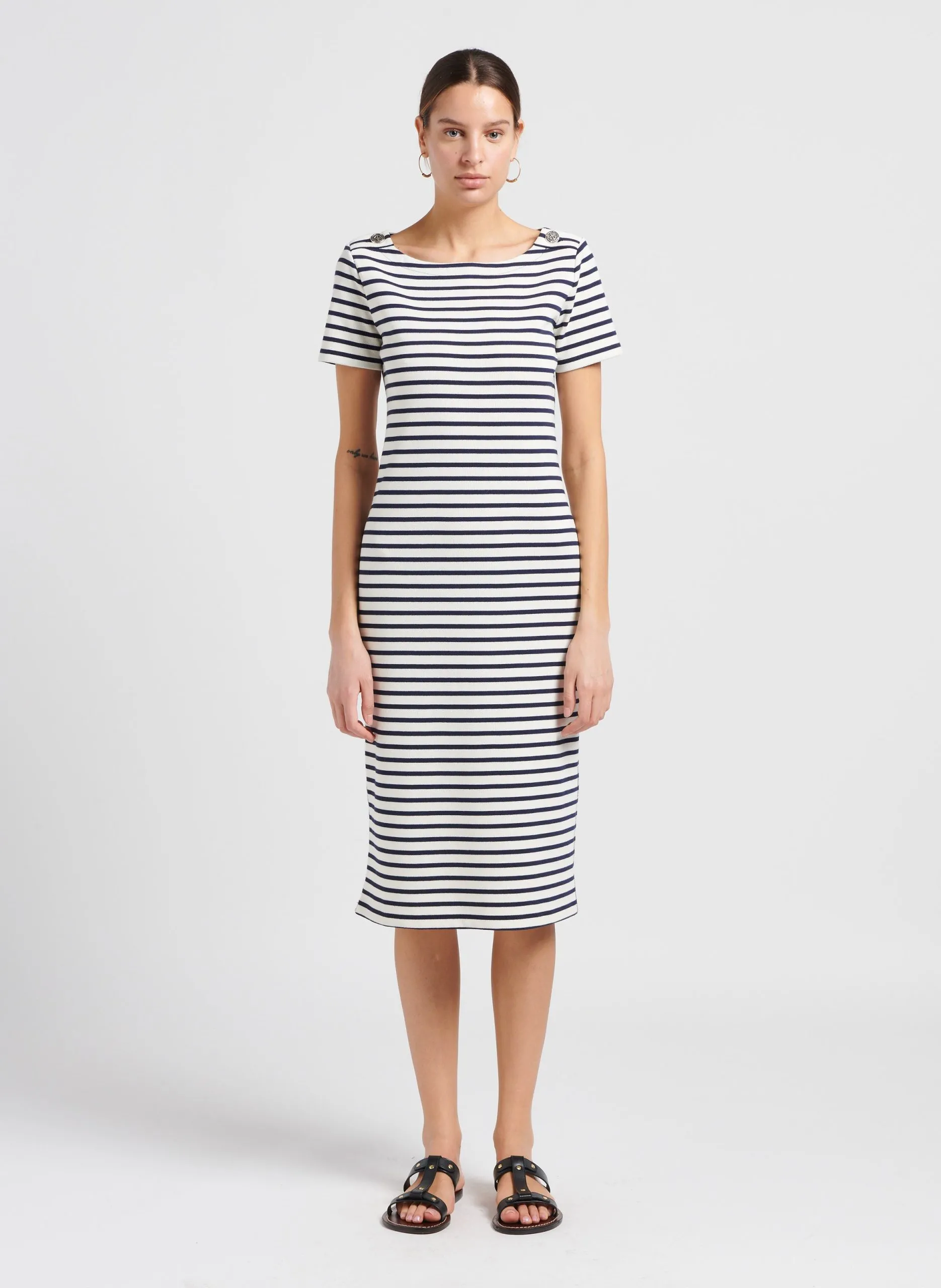 Robe midi à rayures Noir LUSTRINO