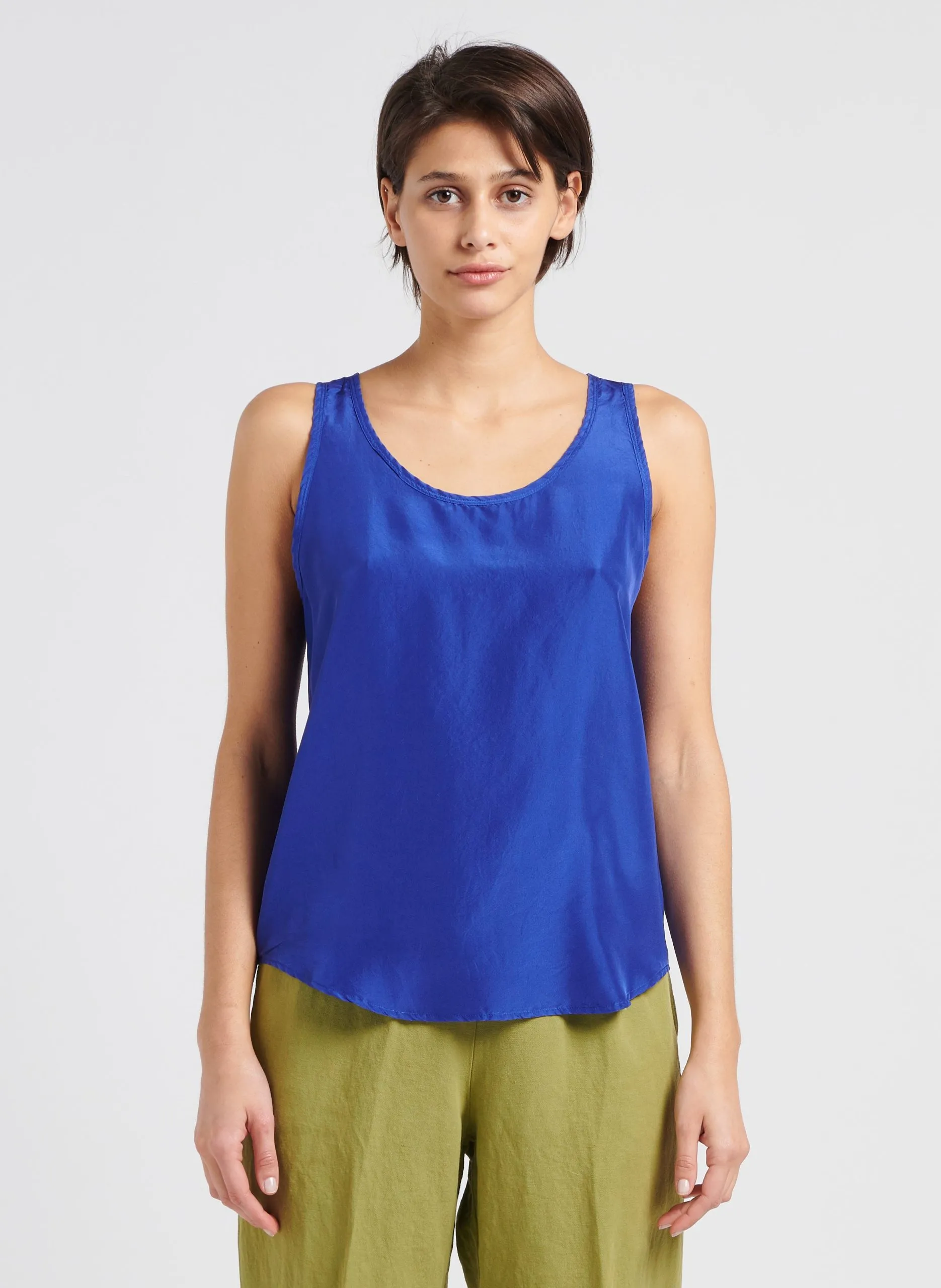 Débardeur fluide en soie Bleu