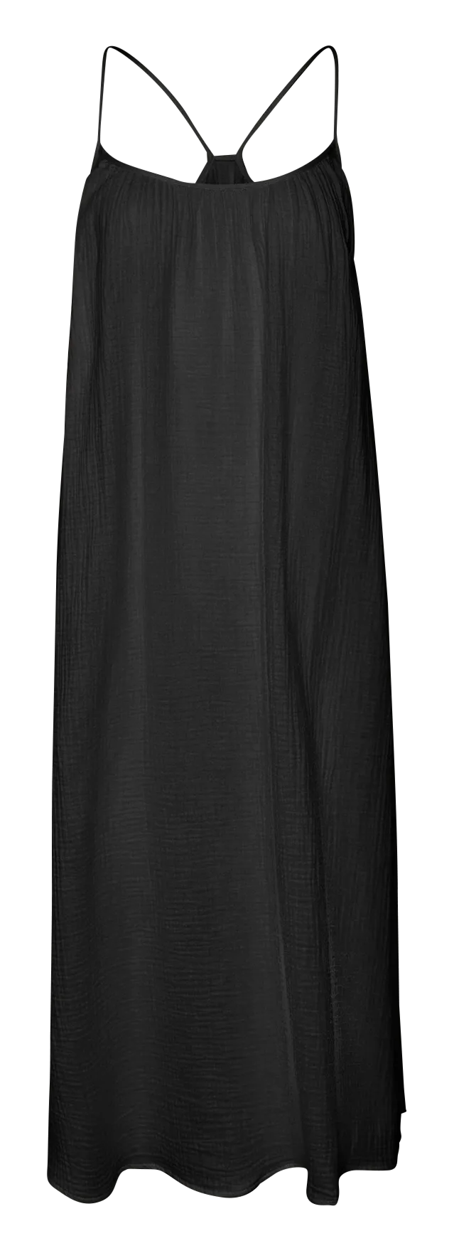 Robe longue col rond en coton Noir NATALI NIA