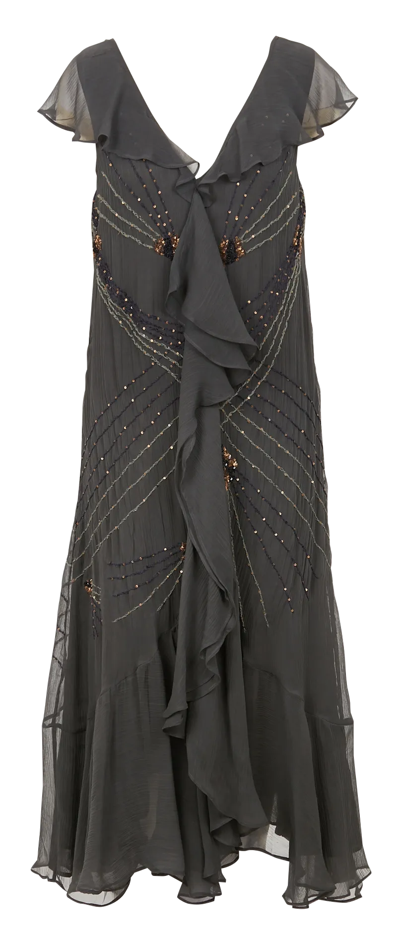 Robe longue volantée à sequins Noir AIDA