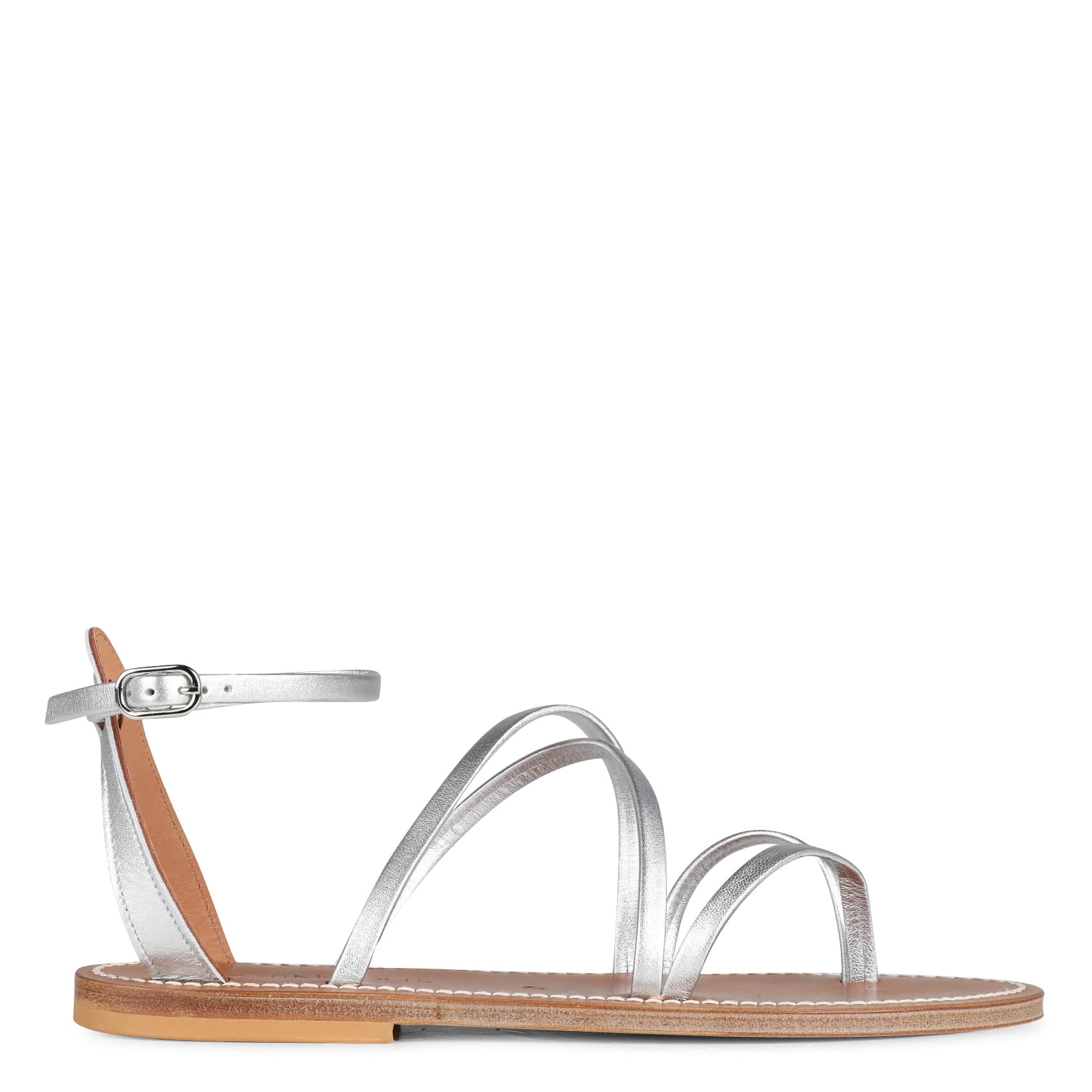 Sandales plates en cuir Argent EPICURE