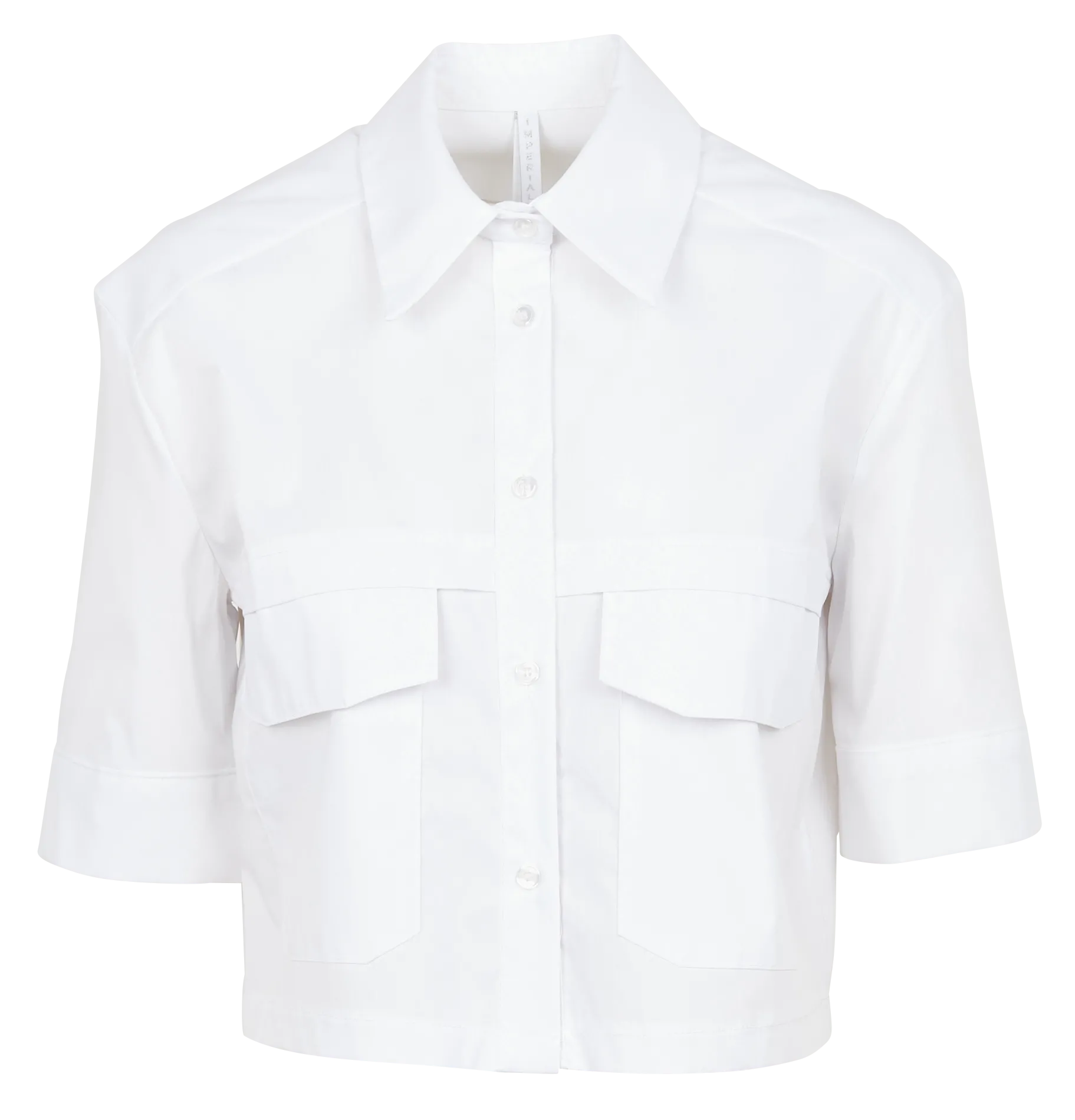 Chemise crop en coton mélangé Blanc