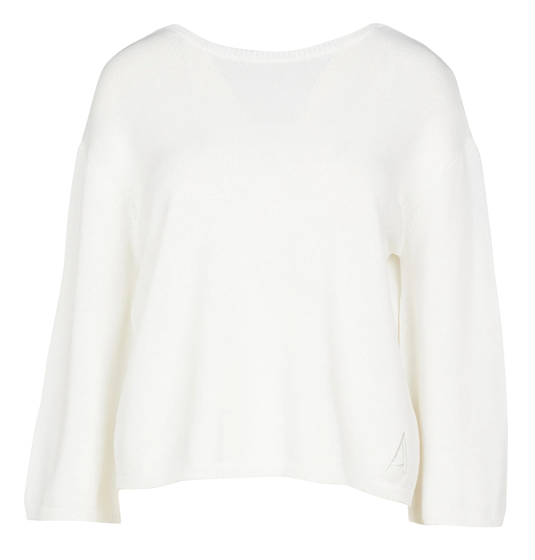 Pull col bateau ajouré en maille mélangée Blanc