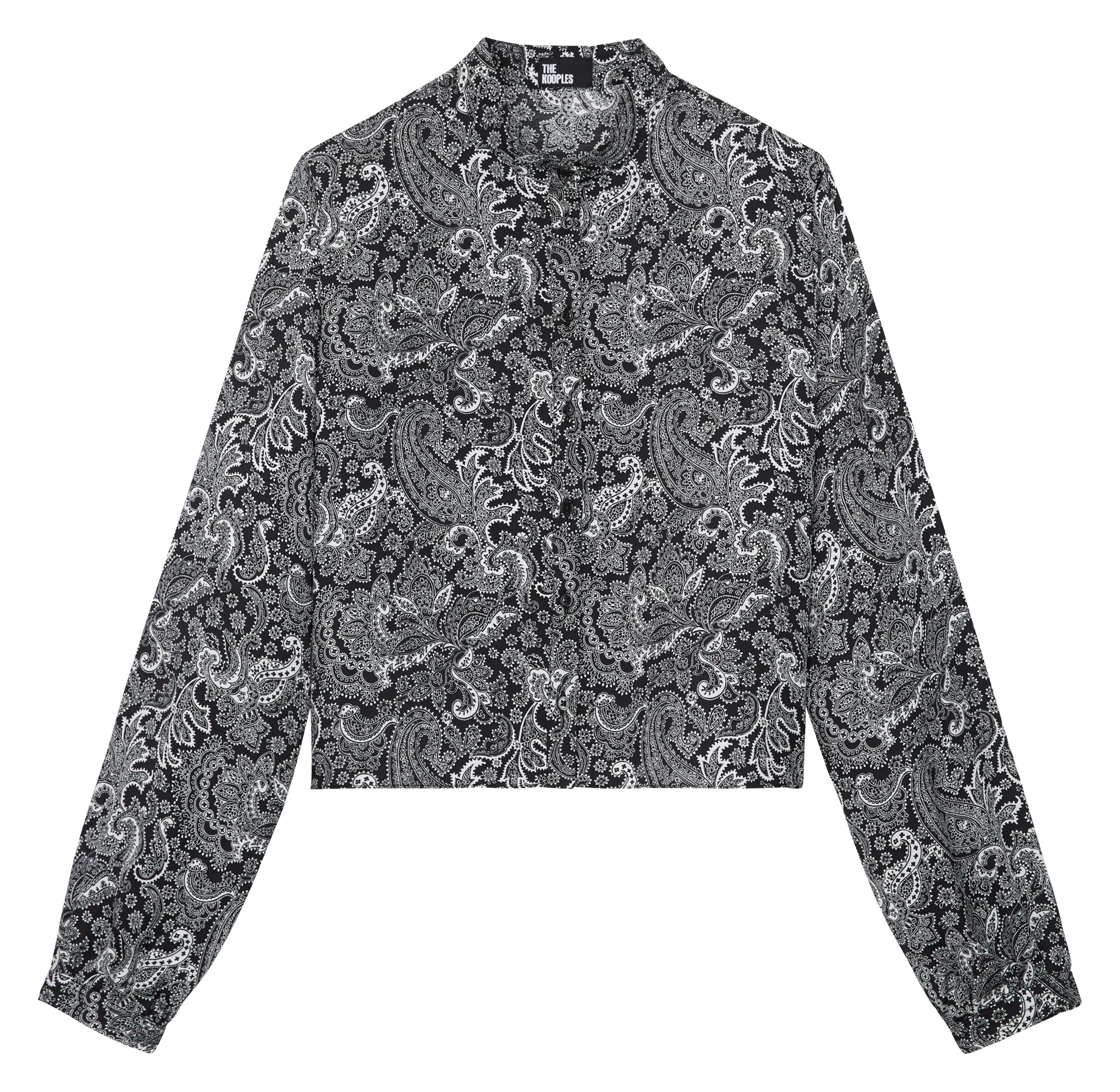 Chemise col mao imprimée Noir