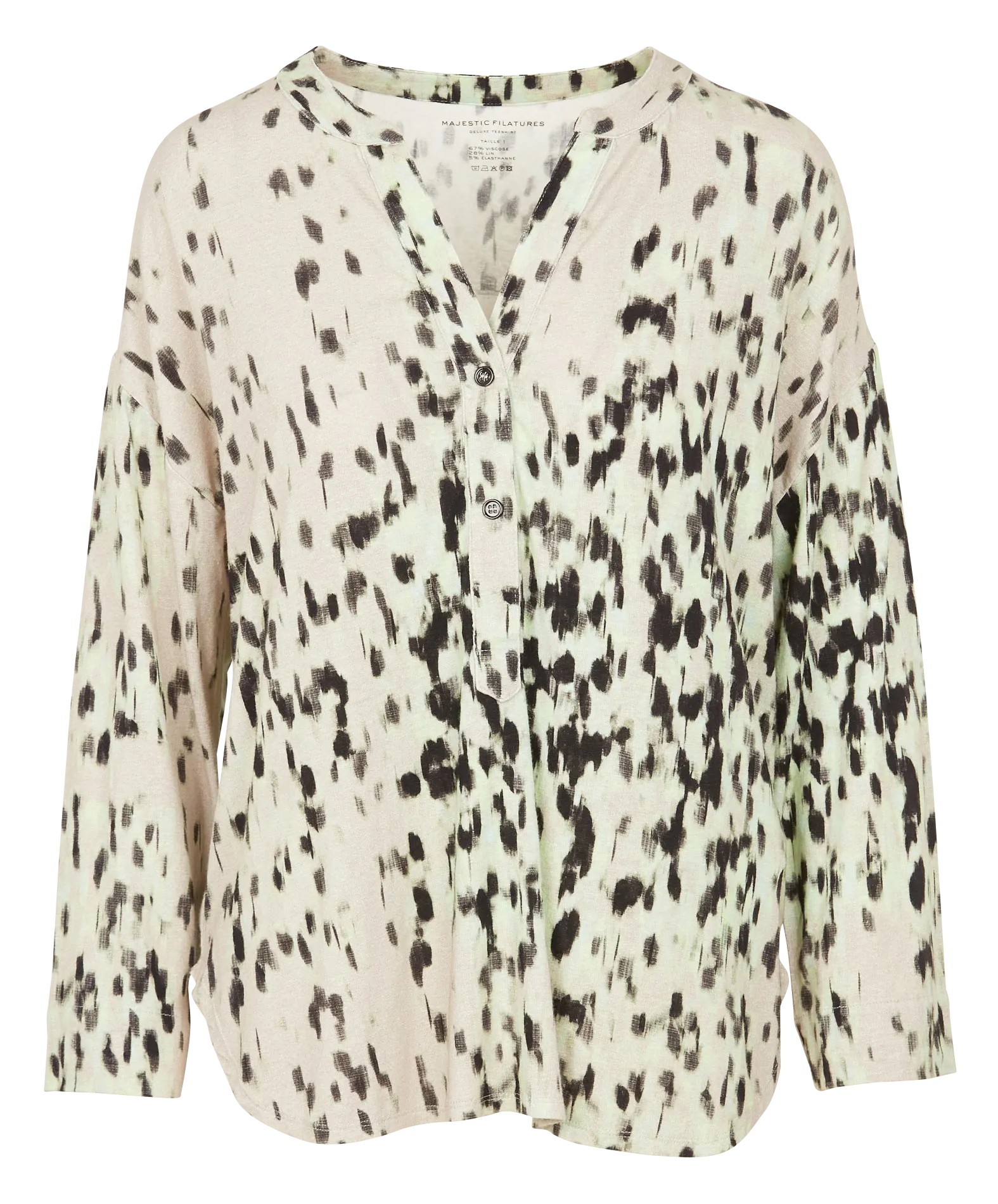 Blouse imprimée en viscose et lin stretch Blanc