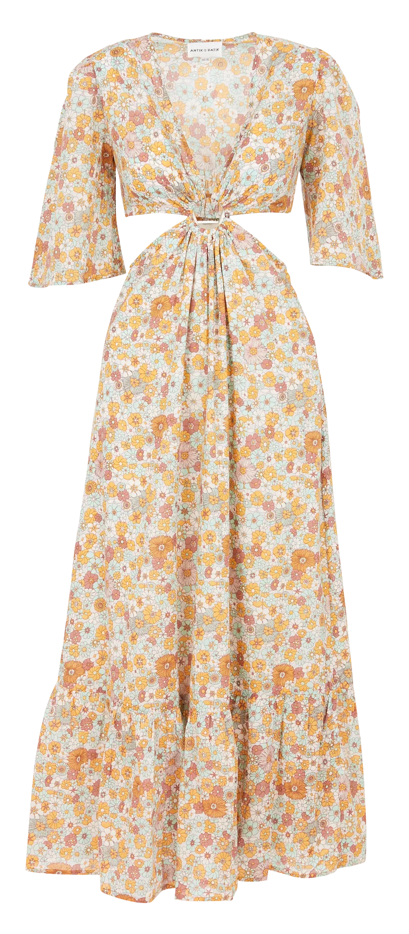 Robe longue à découpes en coton Multicolore MARTY