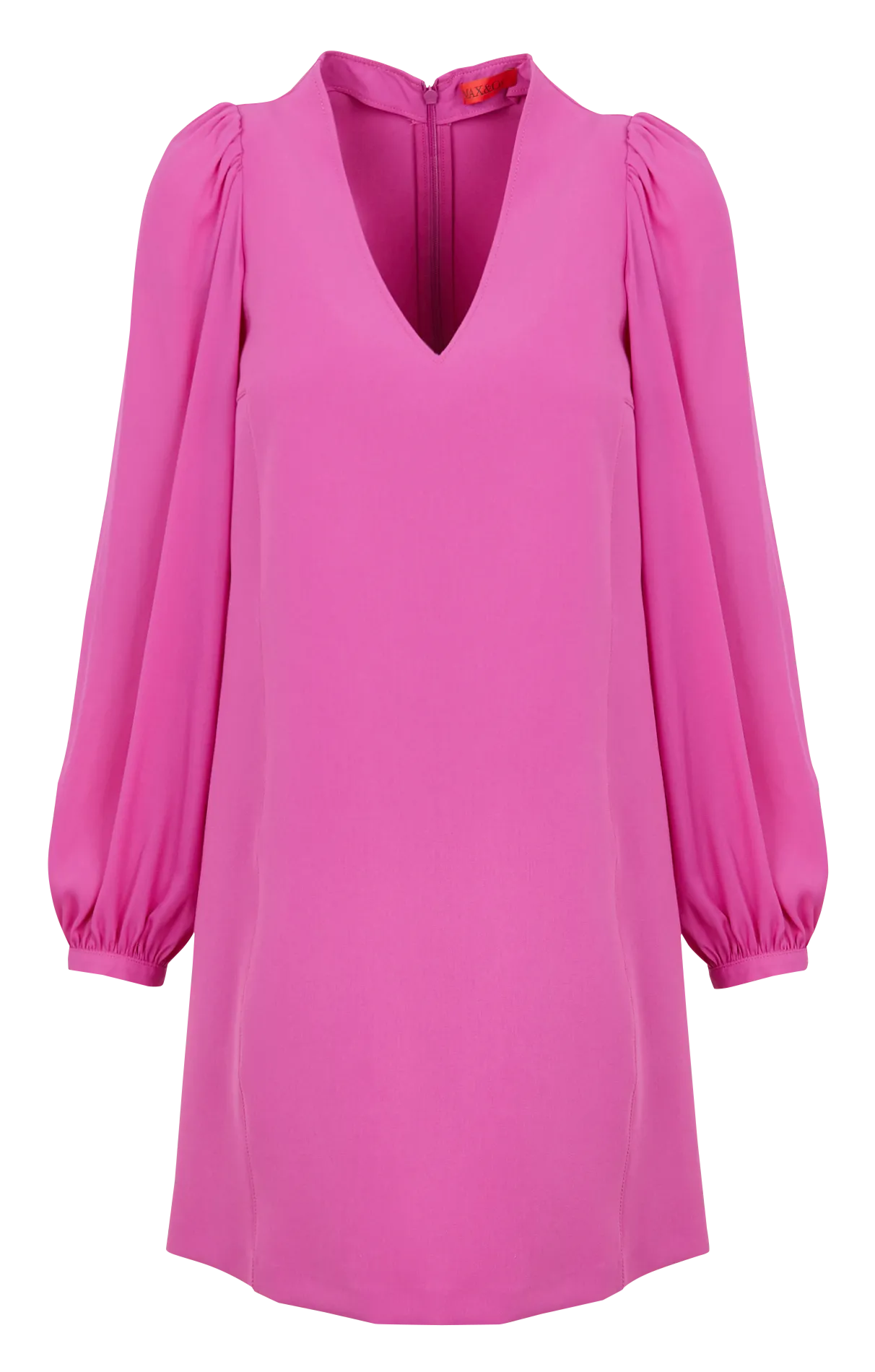 Robe courte col V droite Rose DECOROSO