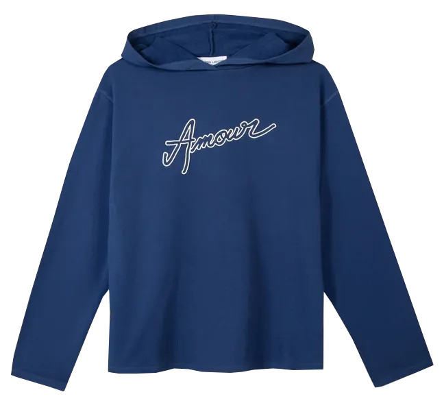 Sweat-shirt ample en coton bio brodé Bleu HERRAN AMOUR