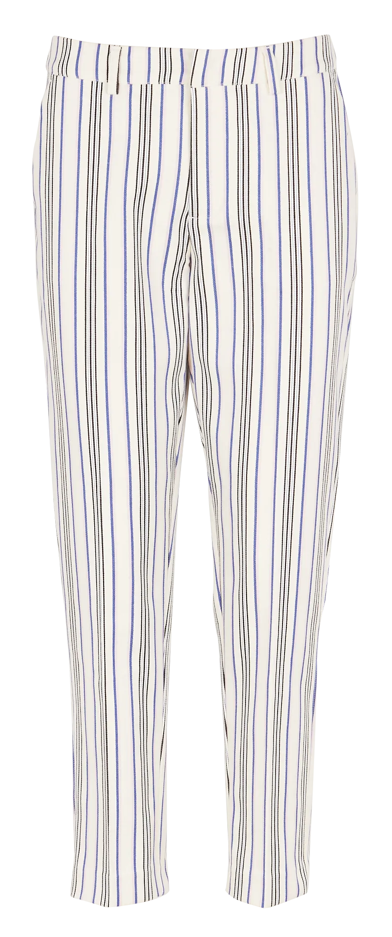 Pantalon slim taille mi-haute en coton rayé Bleu