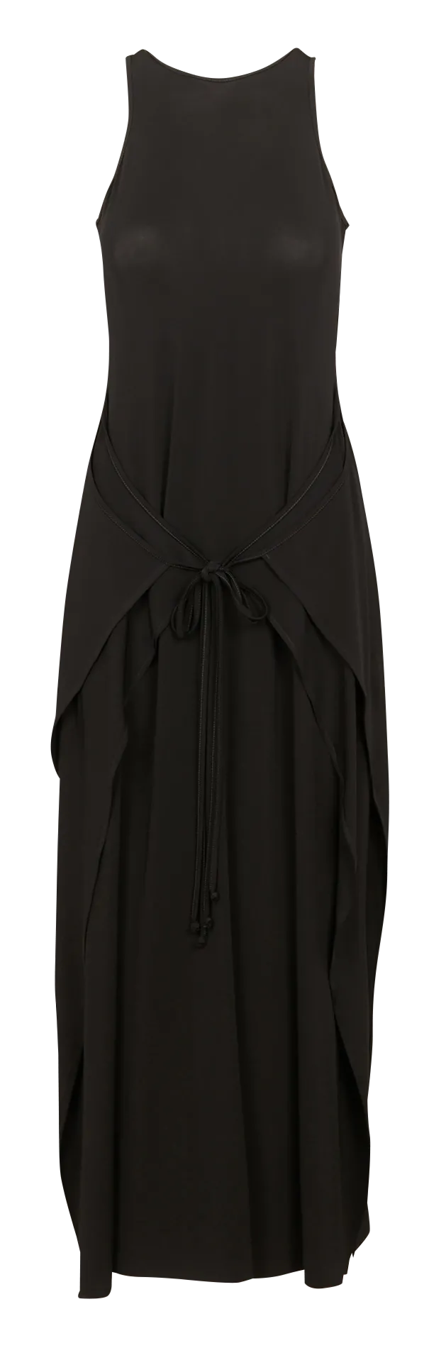 Robe longue stretch à col rond Noir RANCH