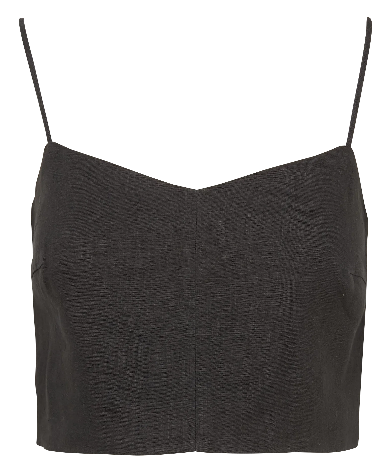 Top court sans manches en lin Noir MARISOL