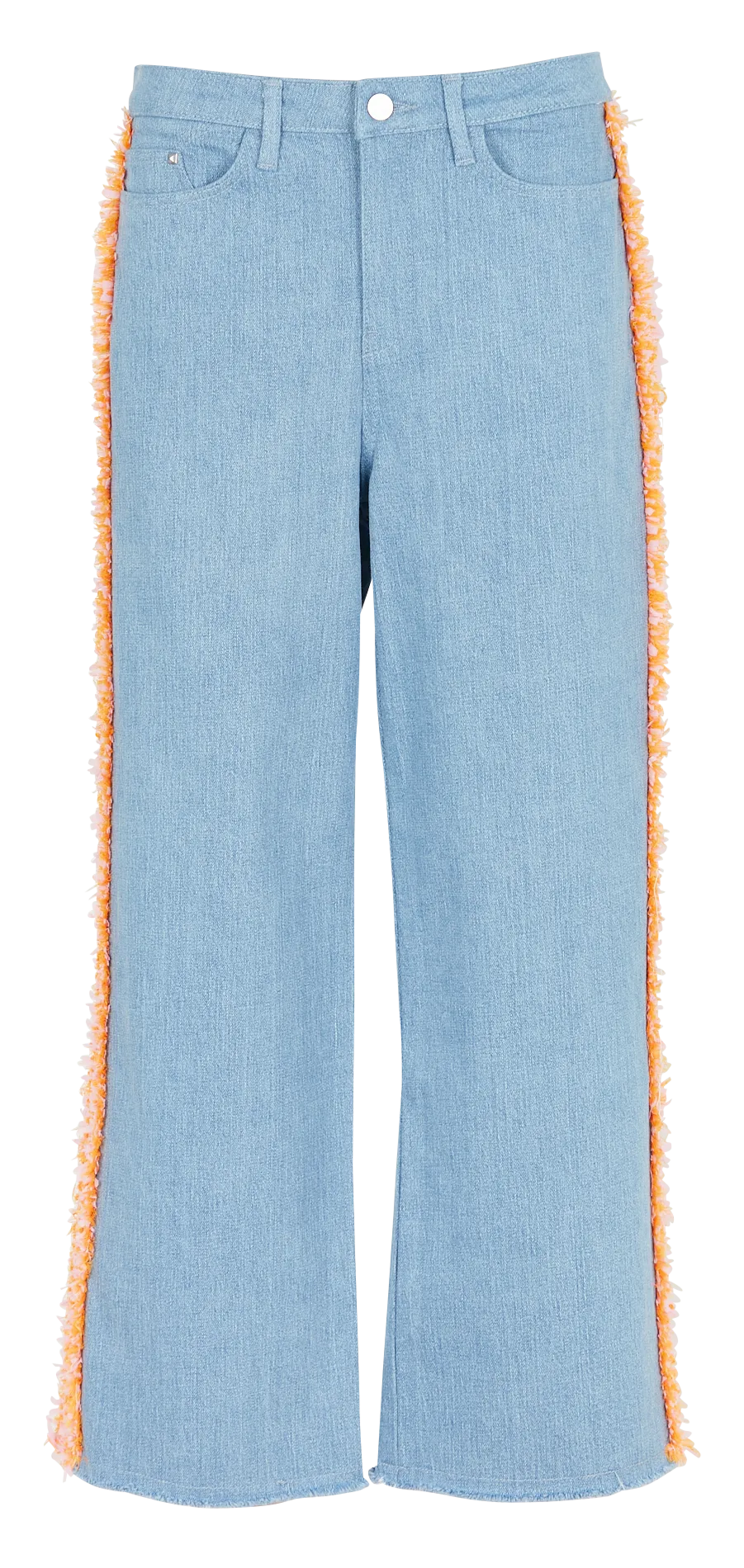 Jean droit et tissu bouclé en coton stretch Bleu