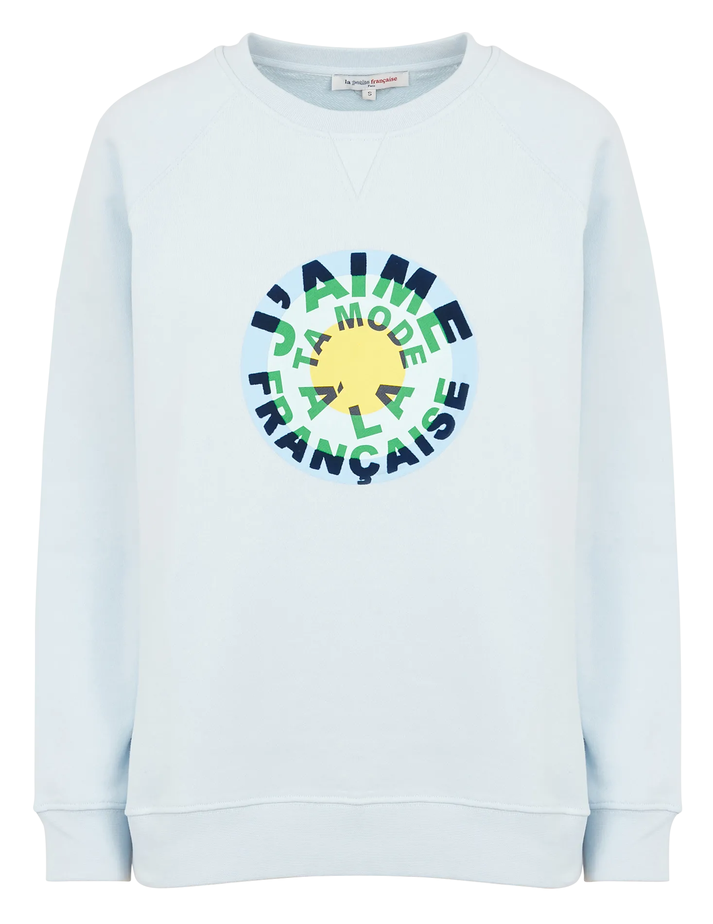 Sweat col rond sérigraphié en coton Bleu SPONTANE