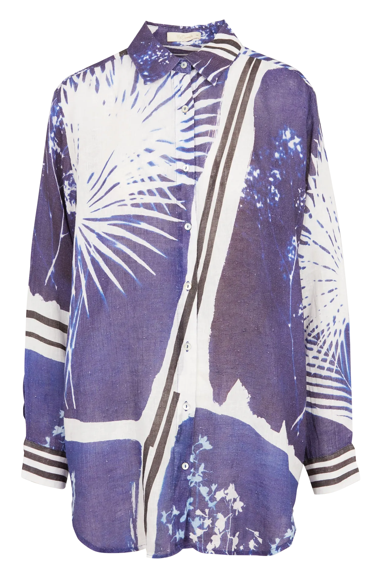 Chemise oversized en lin imprimé Bleu CLEON