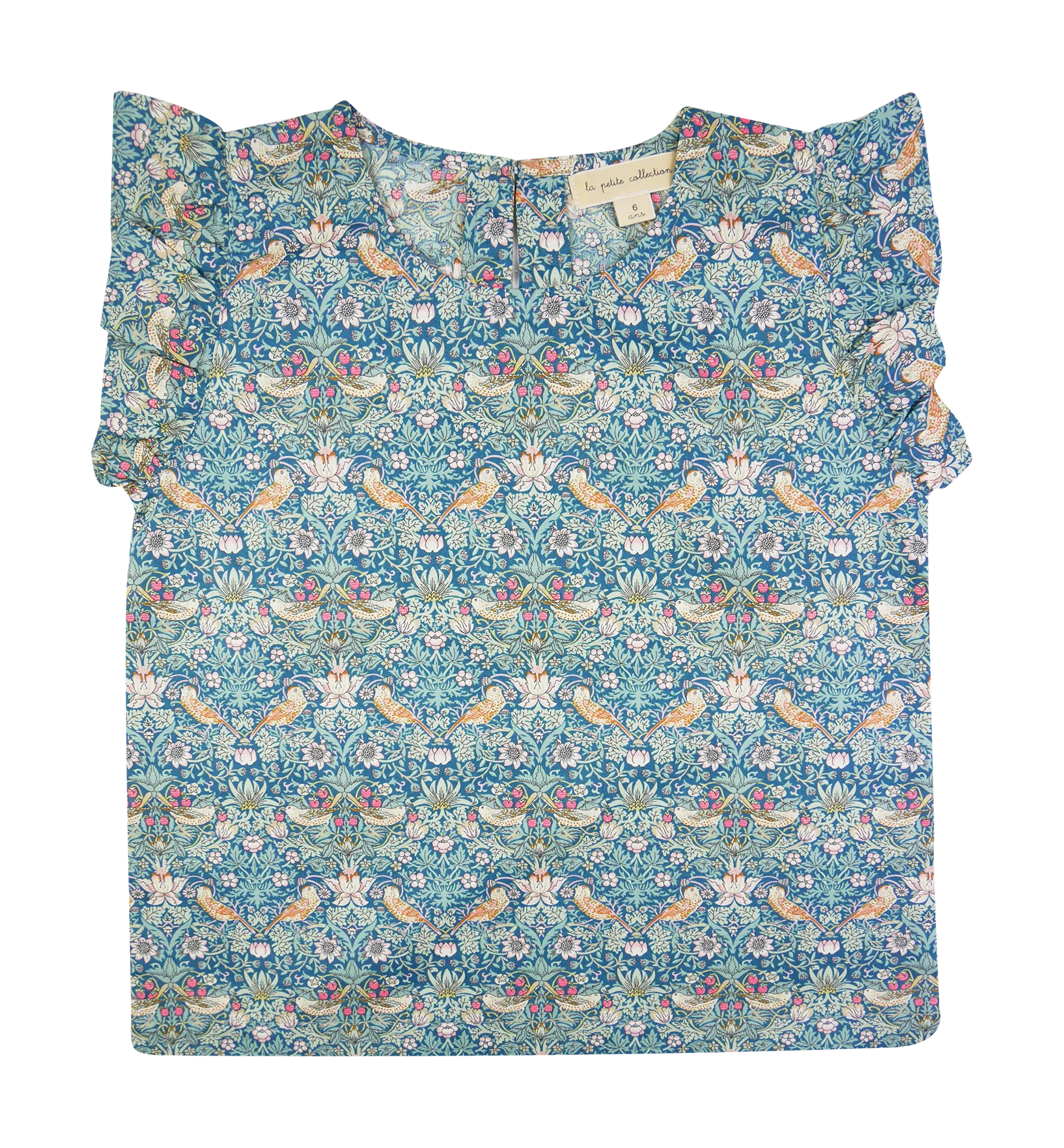 Blouse imprimée en coton bio Bleu