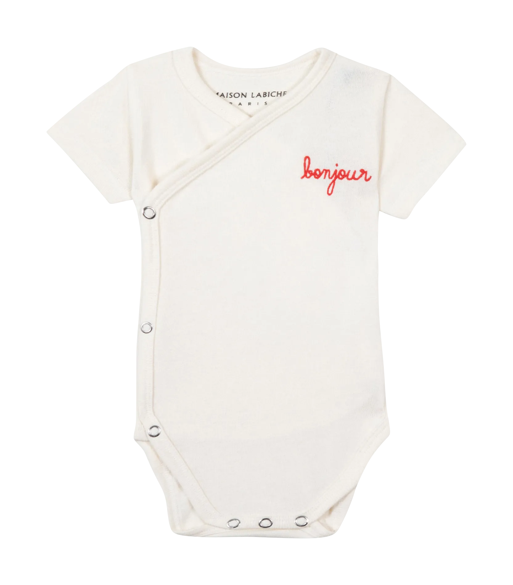 Body brodé "bonjour" en coton bio Blanc CAIN BONJOUR