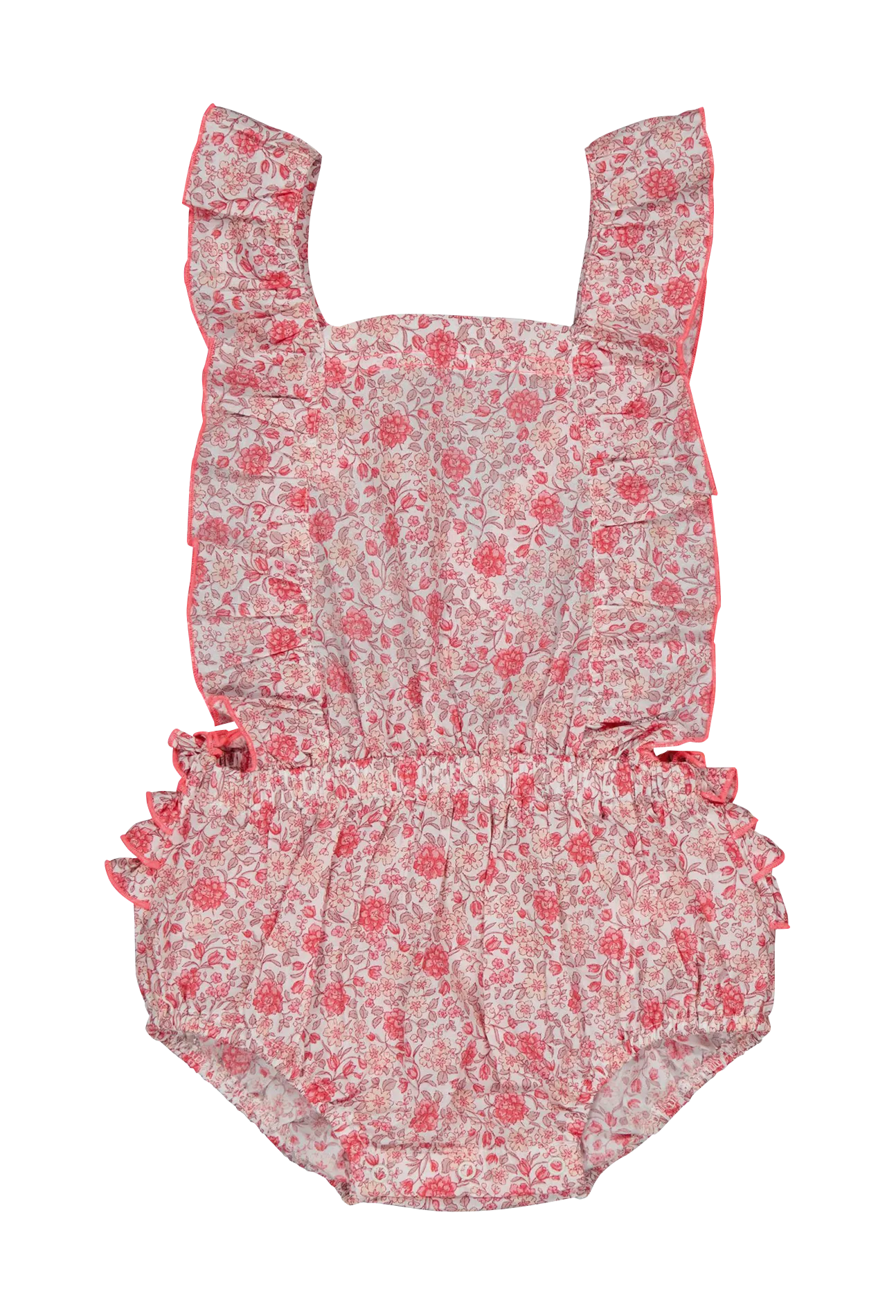 Barboteuse à bretelles en coton bio Rose LILI