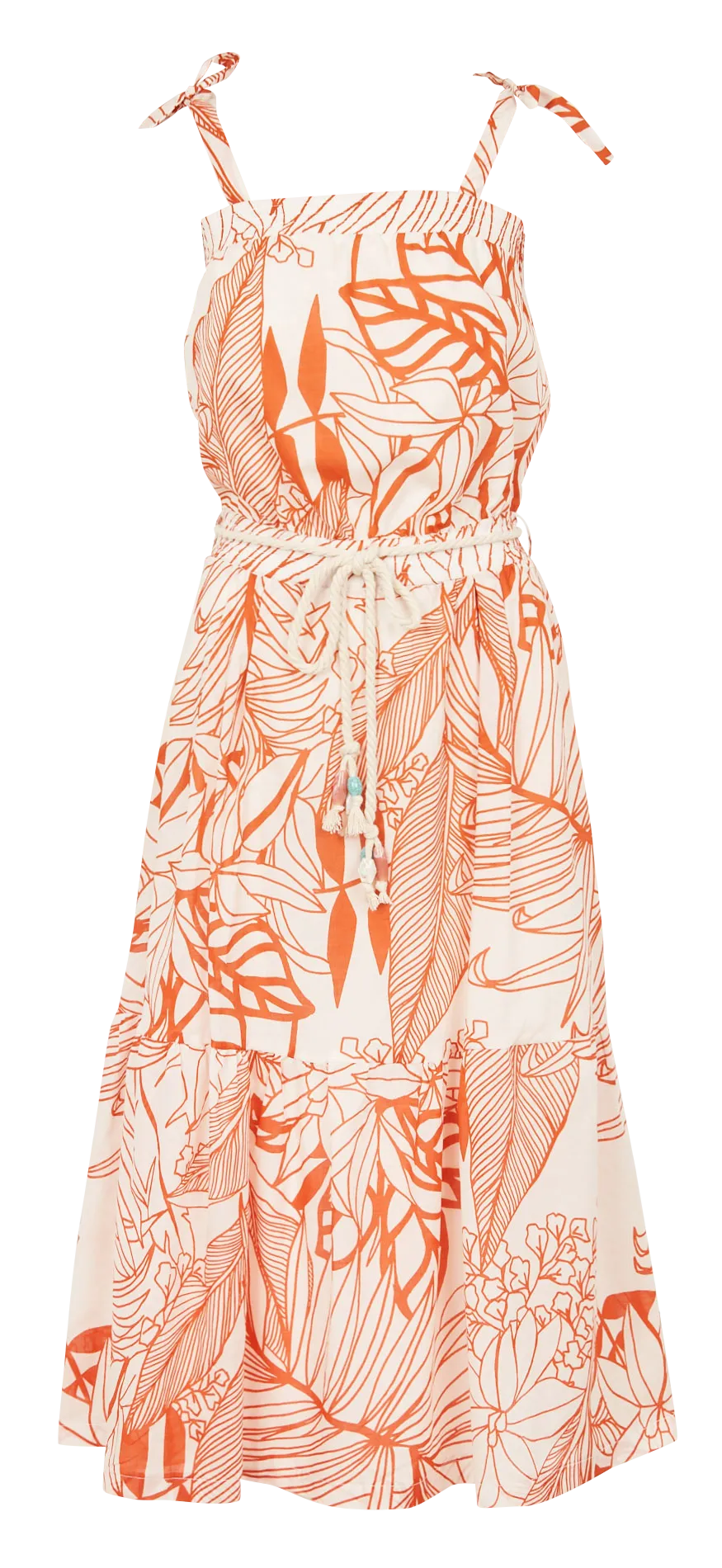 Robe midi imprimée en coton Marron REELLE