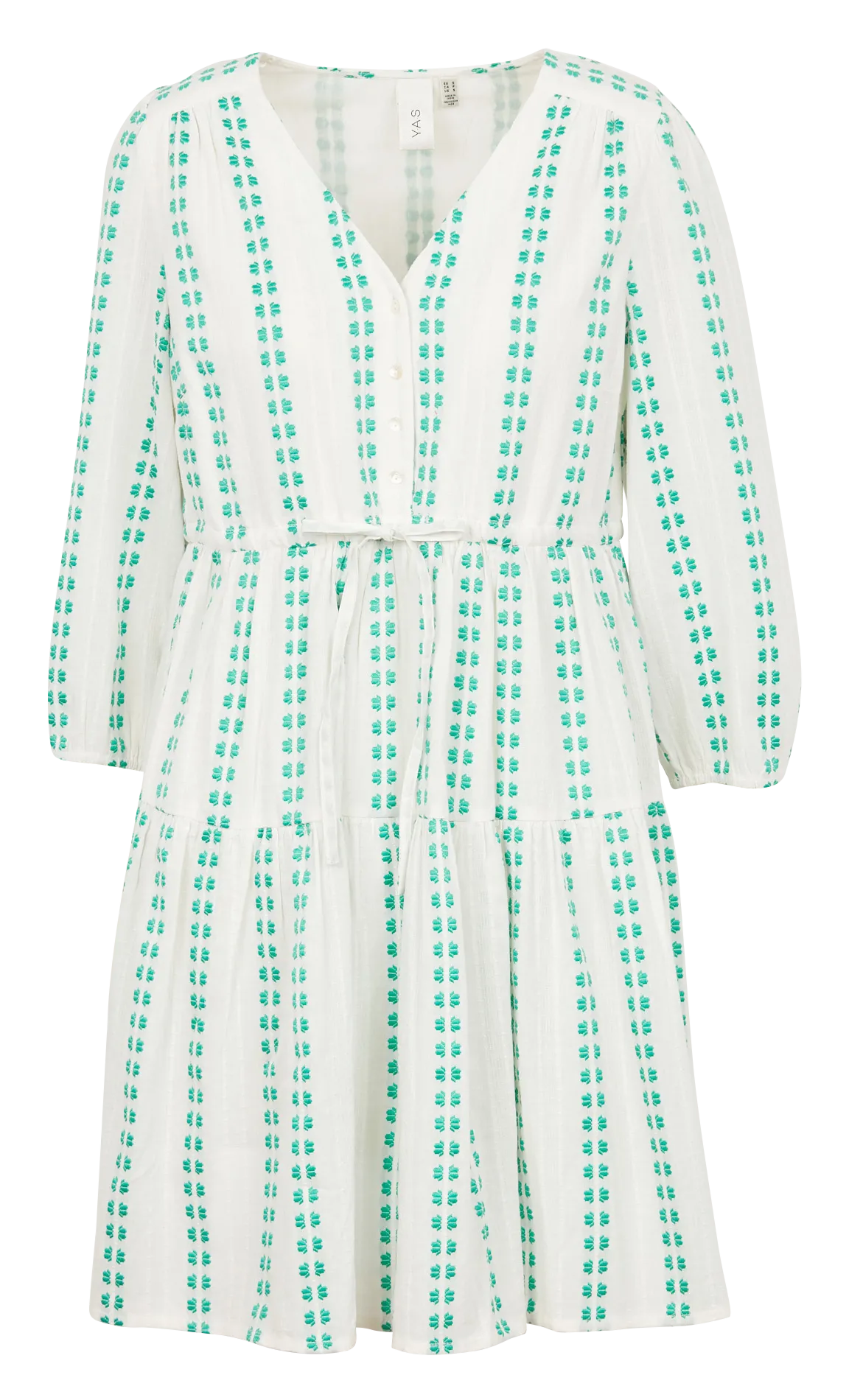 Robe à col V ample en coton mélangé Blanc VALARA