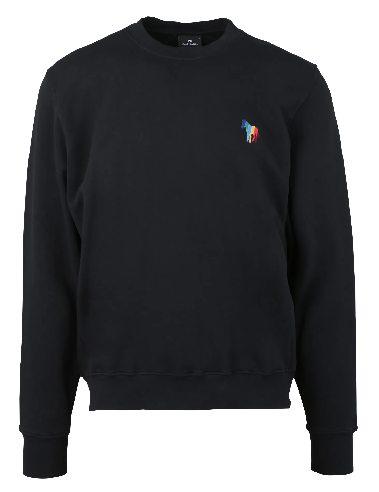 Sweat col rond brodé en coton Noir