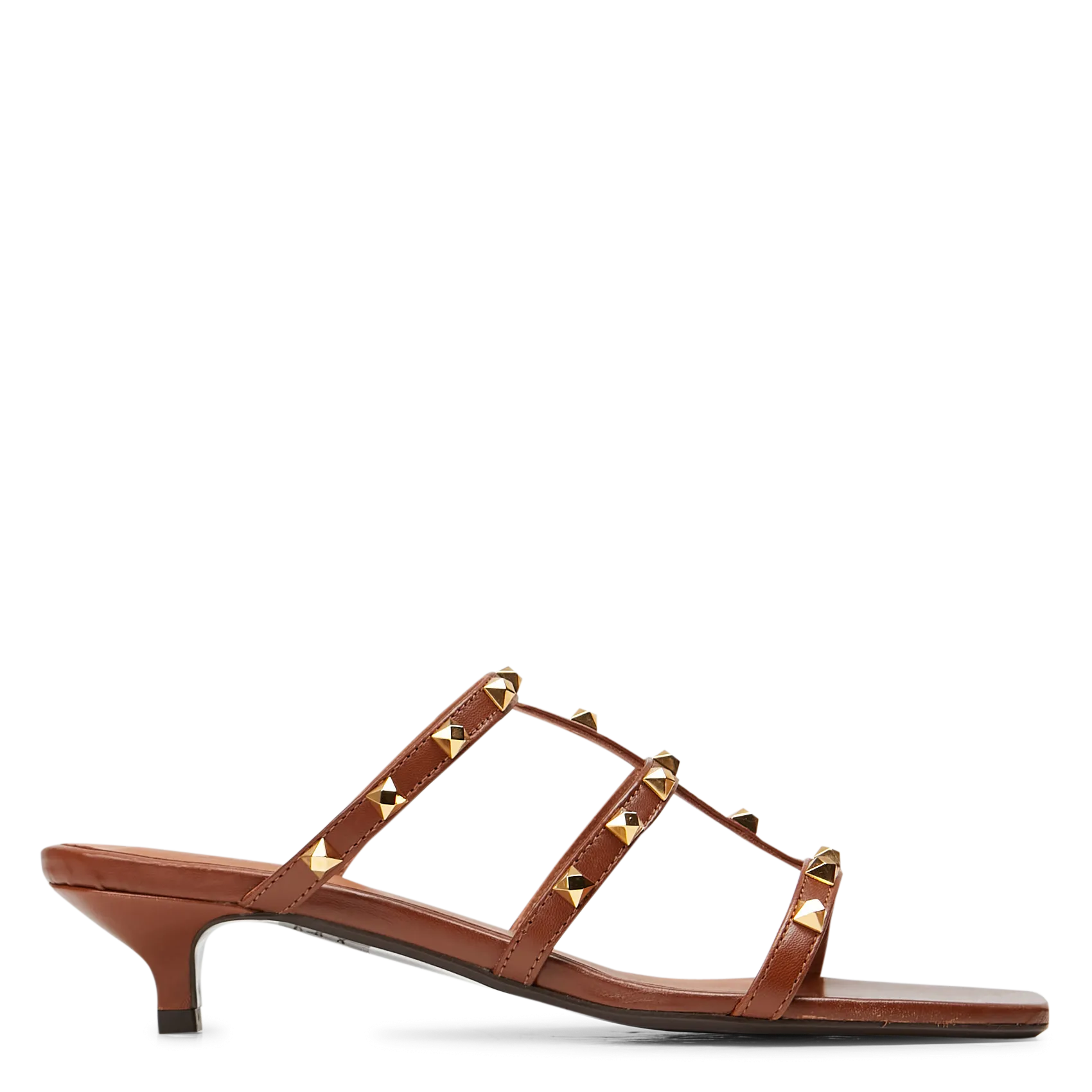 Sandales à talons en cuir vernis Marron