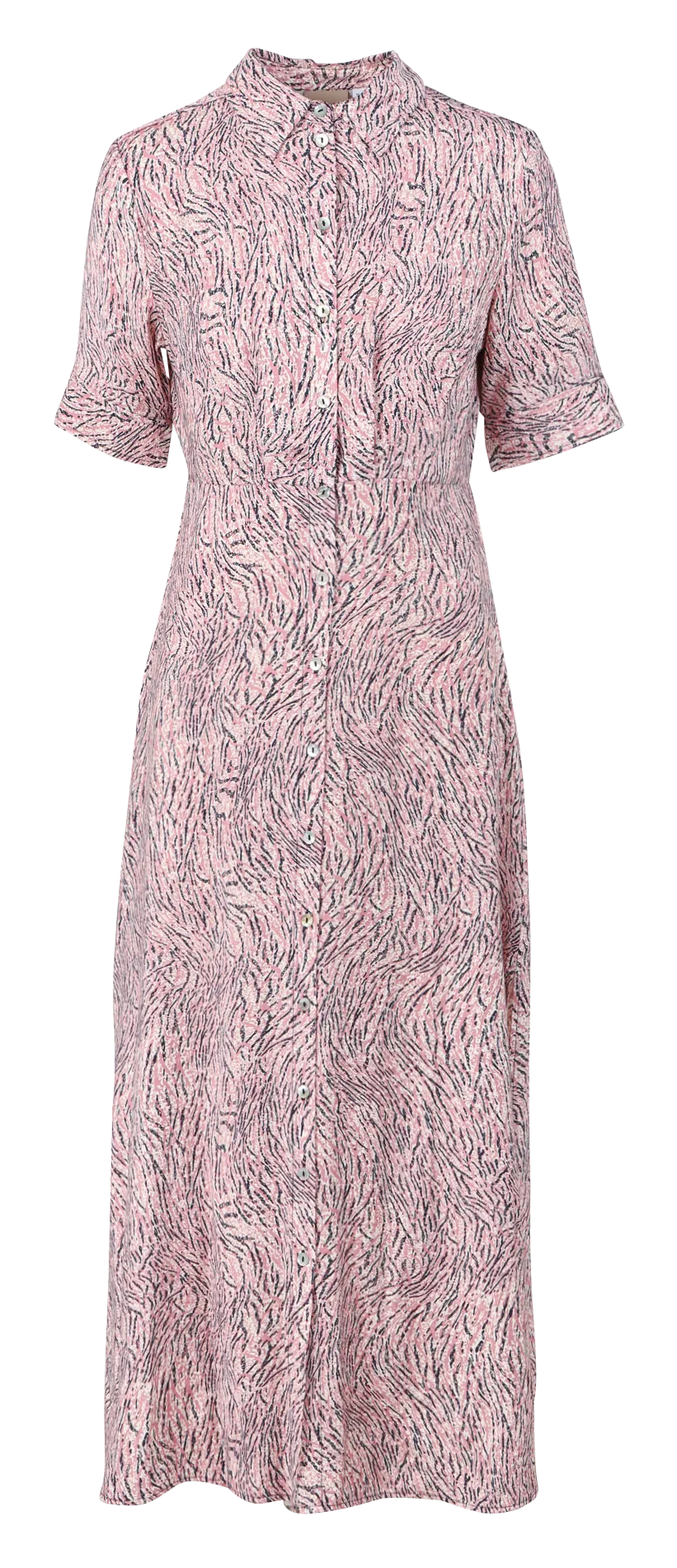 Robe longue col classique imprimée Beige FLEUR