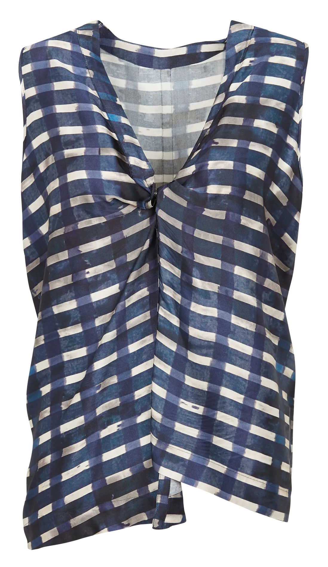 Top ample col V à imprimé Bleu HABUD