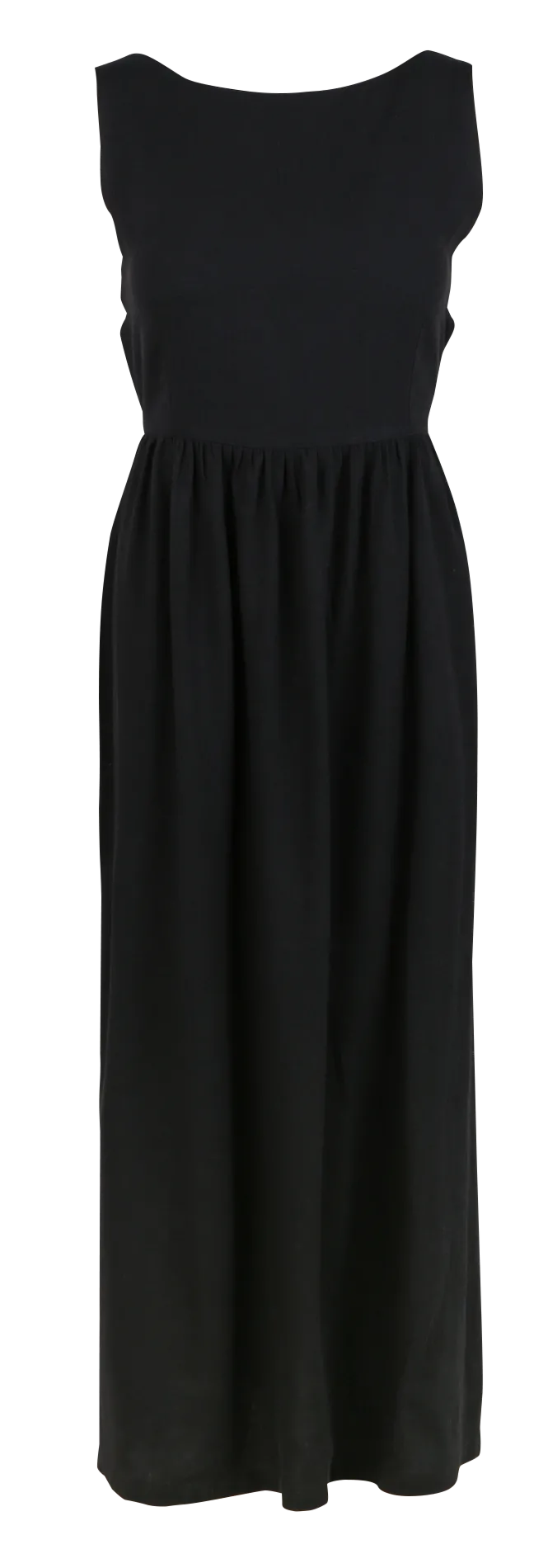Robe longue évasée en lin mélangée Noir MARLENE