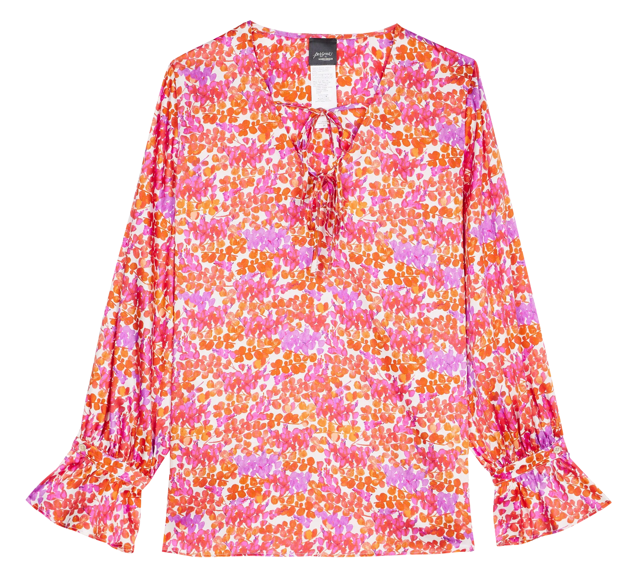 Chemisier fluide col V imprimé Blanc BEA