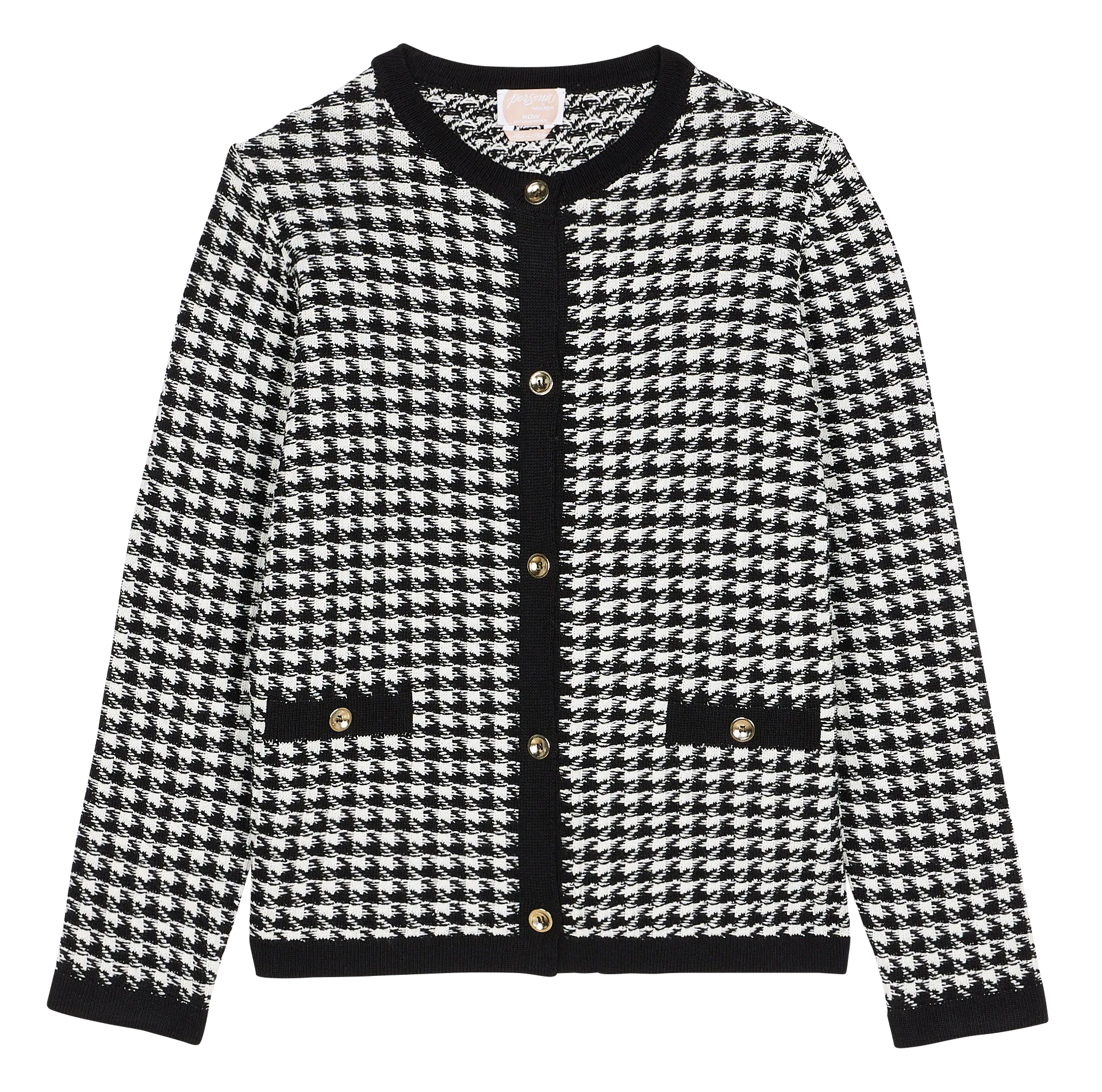 Gilet col rond jacquard en coton mélangé Noir MUSA