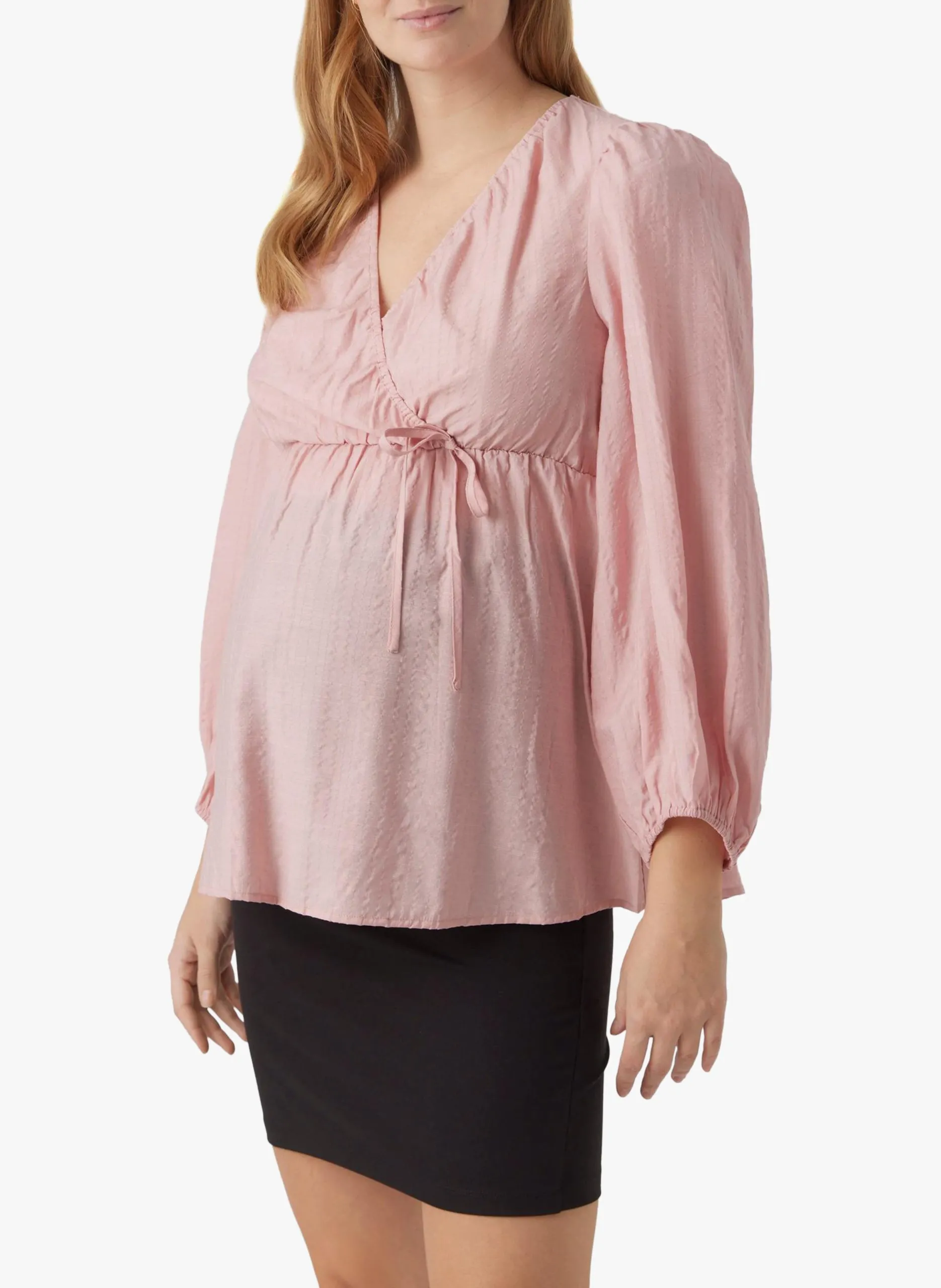 Tunique col V à manches ballons Rose KELLY