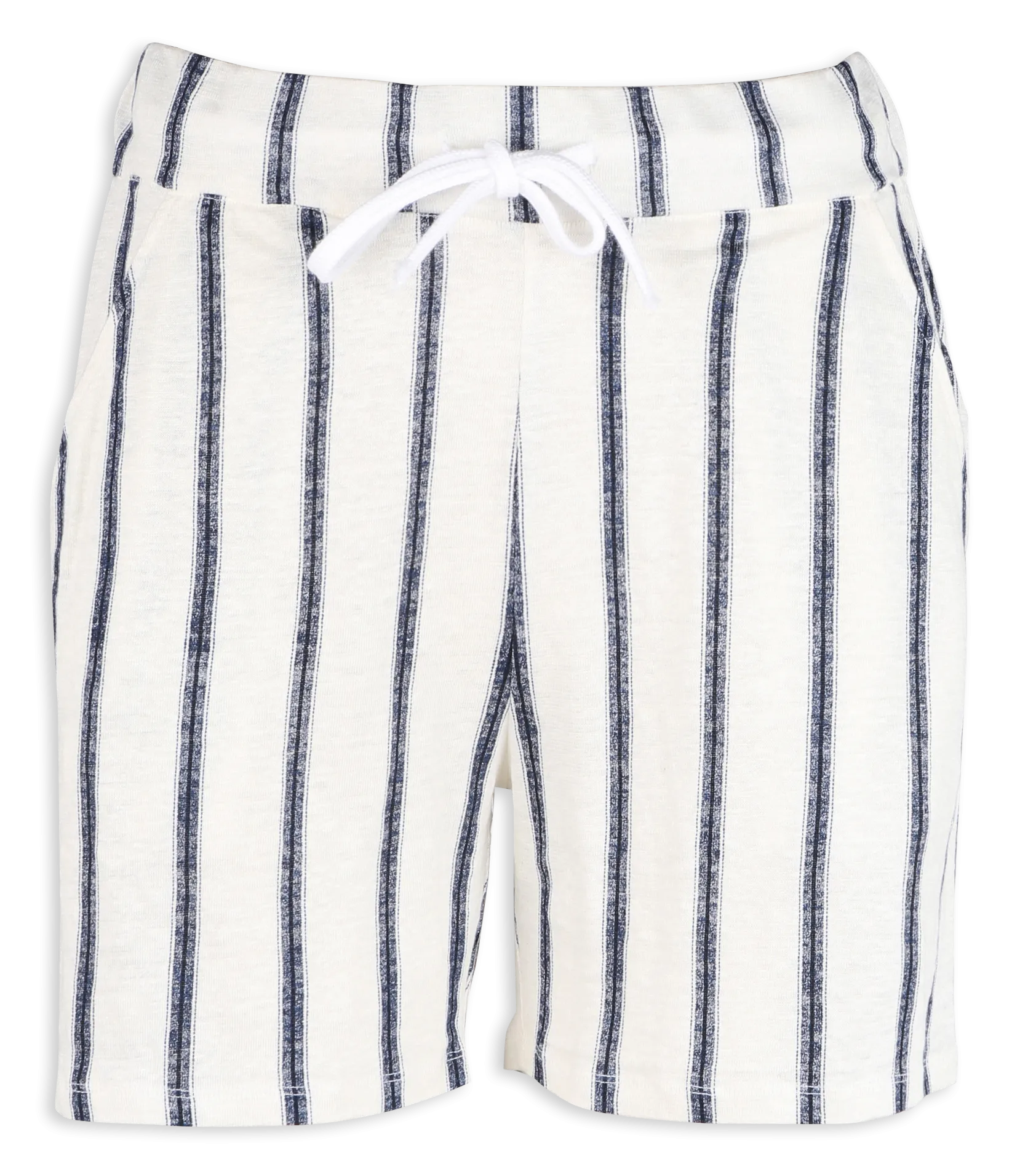 Short à rayures en lin mélangé Bleu