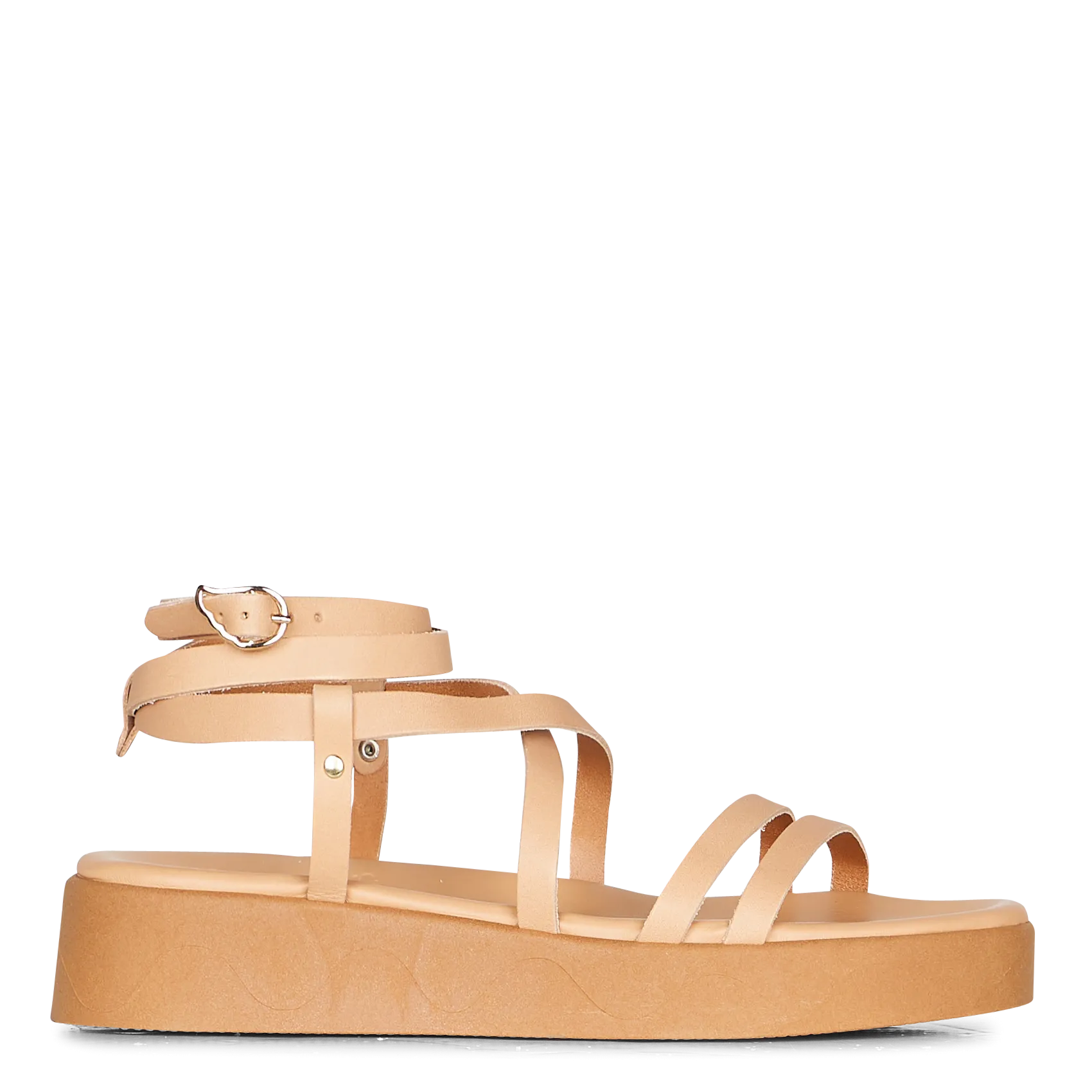 Sandales compensées en cuir Beige ARISTEA