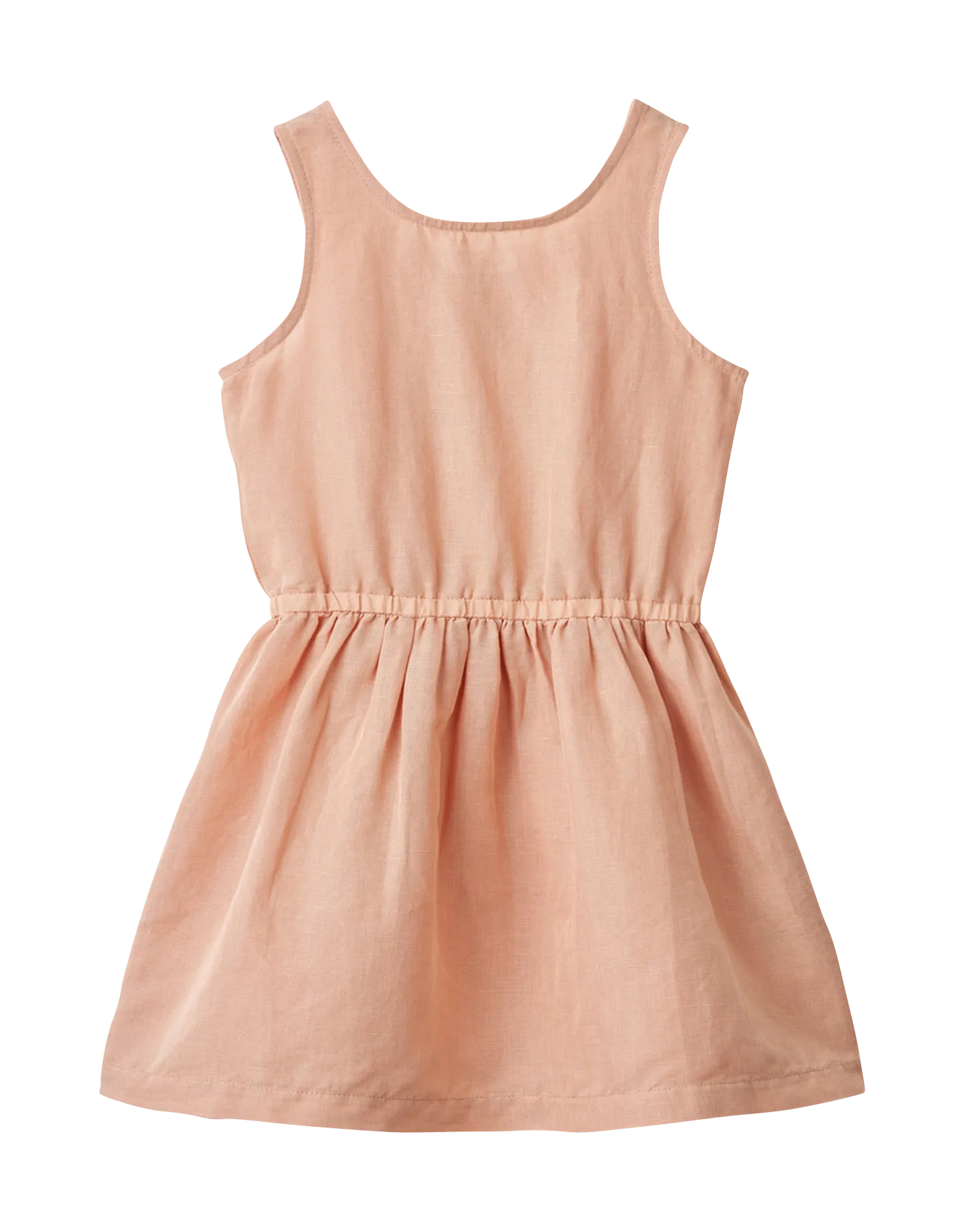 Robe col rond en coton bio et en lin mélangés Rose IDAHO