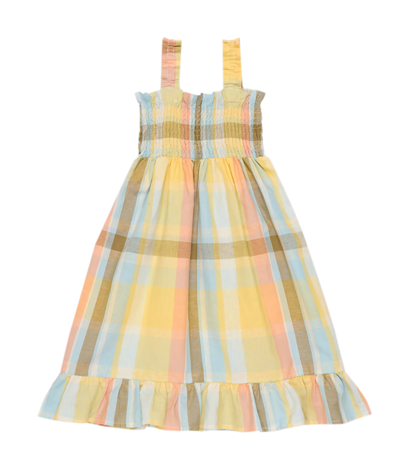 Robe midi évasée en coton mélangé à carreaux Multicolore ROBERTA